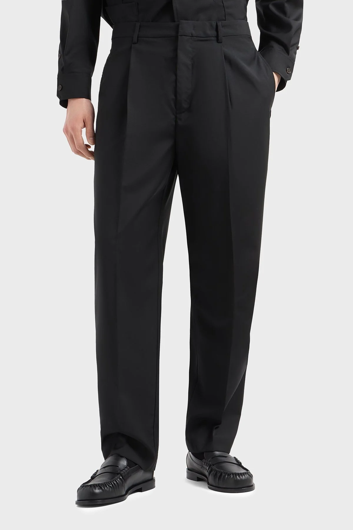 Emporio Armani Hafif Yün Regular Fit Normal Bel Düz Paça Erkek Pantolon EM001211 AF13821 UC001 SİYAH - 1