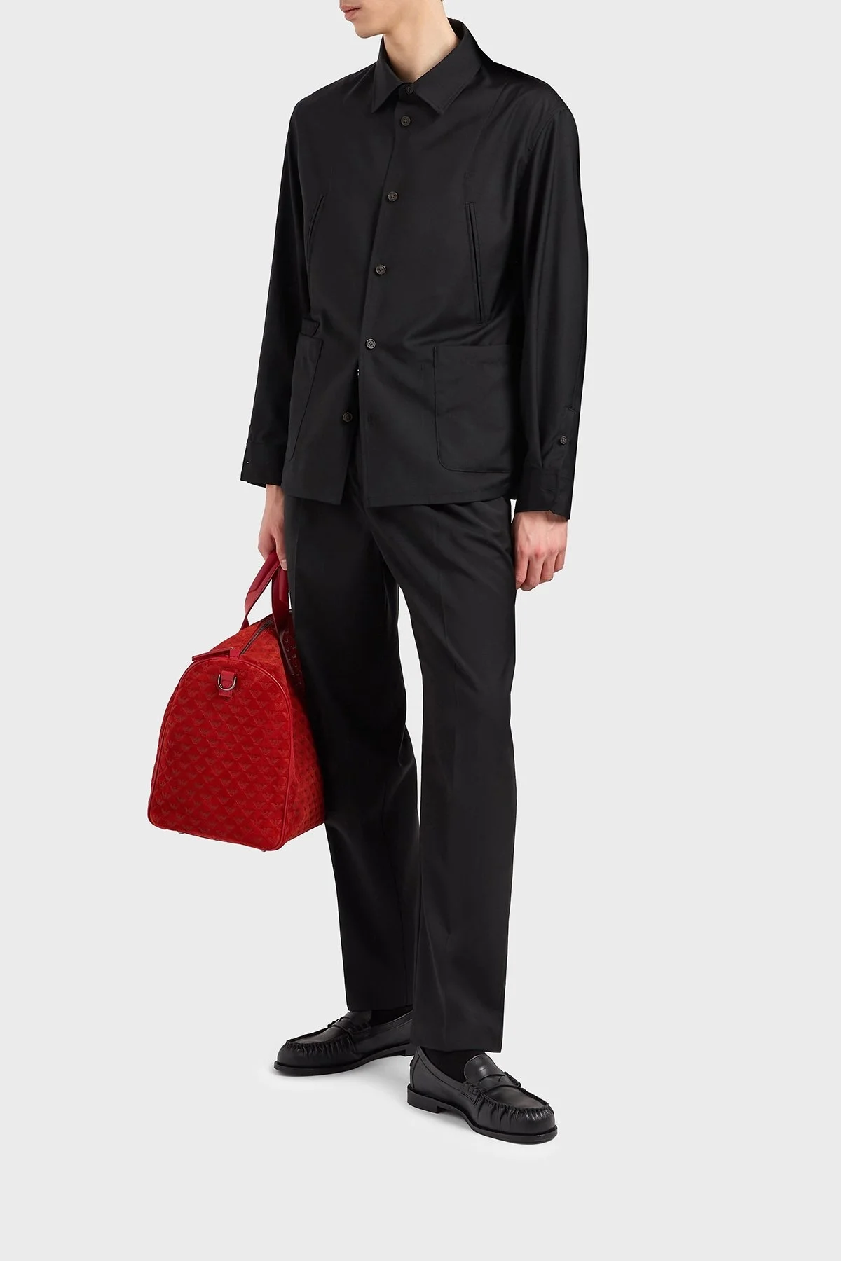 Emporio Armani Hafif Yünlü Regular Fit Uzun Kollu Erkek Gömlek Ceket EM001480 AF13821 UC001 SİYAH - 2