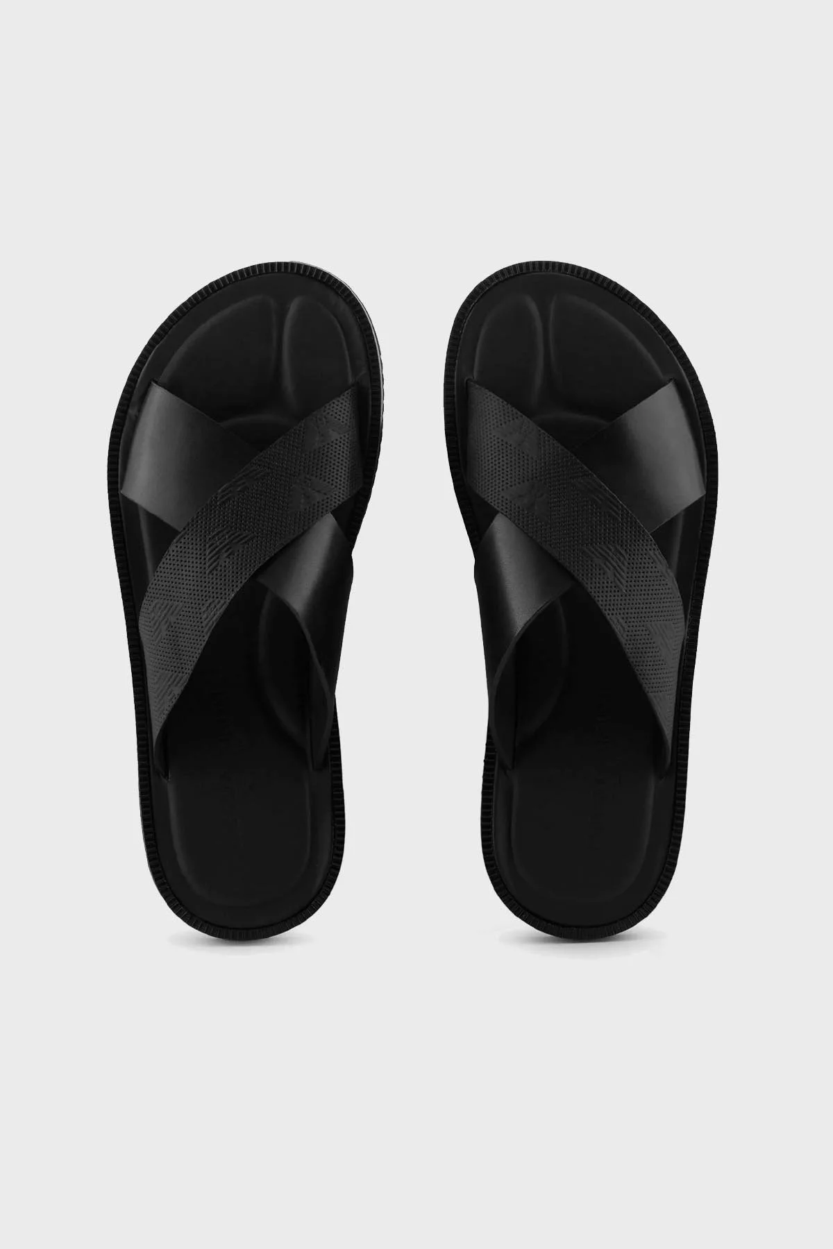 Emporio Armani Hakiki Deri Düz Erkek Terlik X4P125 XN789 K001 SİYAH - 9