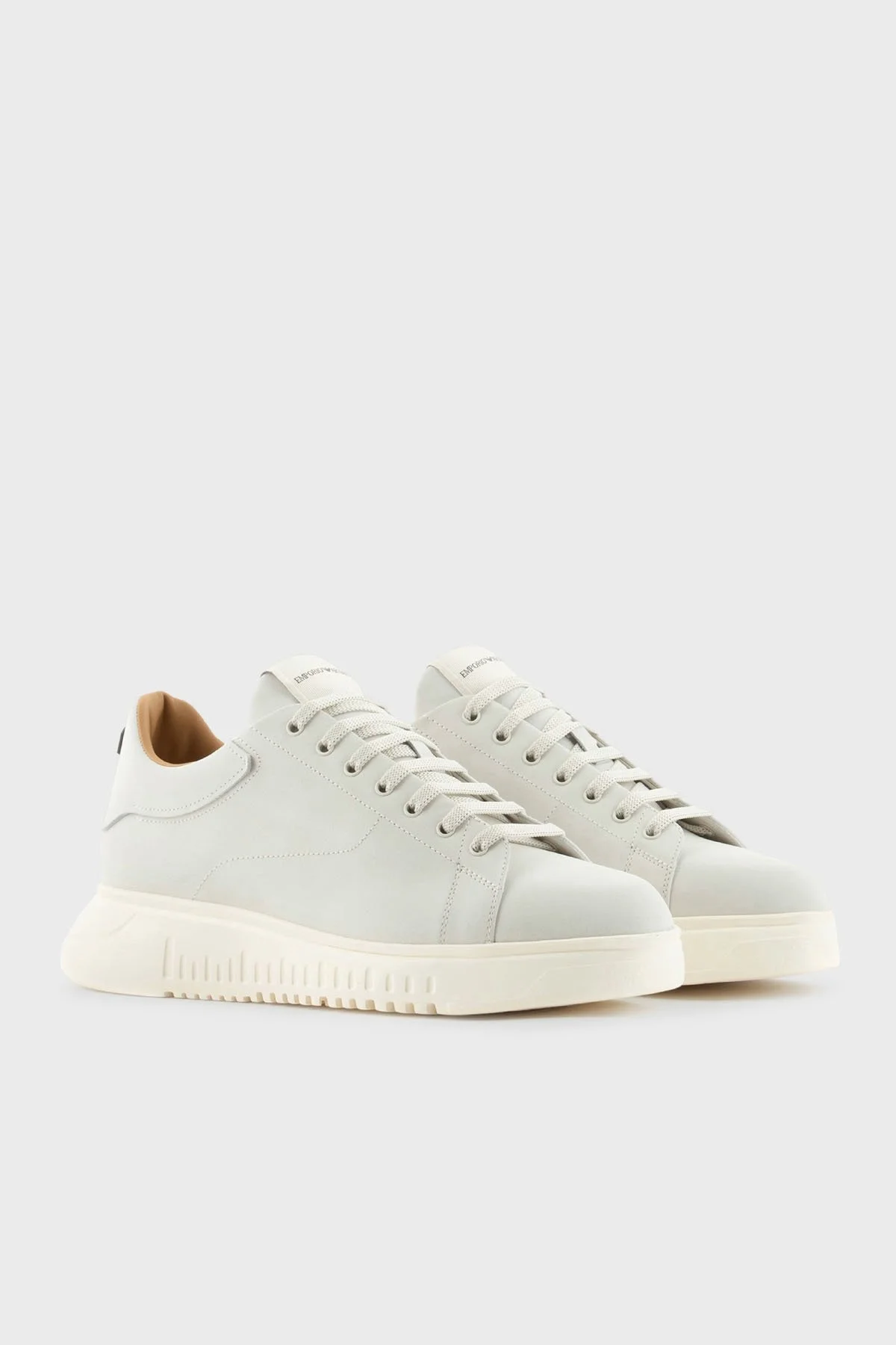 Emporio Armani Hakiki Deri Kalın Tırtıklı Taban Sneaker Erkek Ayakkabı X4X264 XF570 00894 EKRU - 8