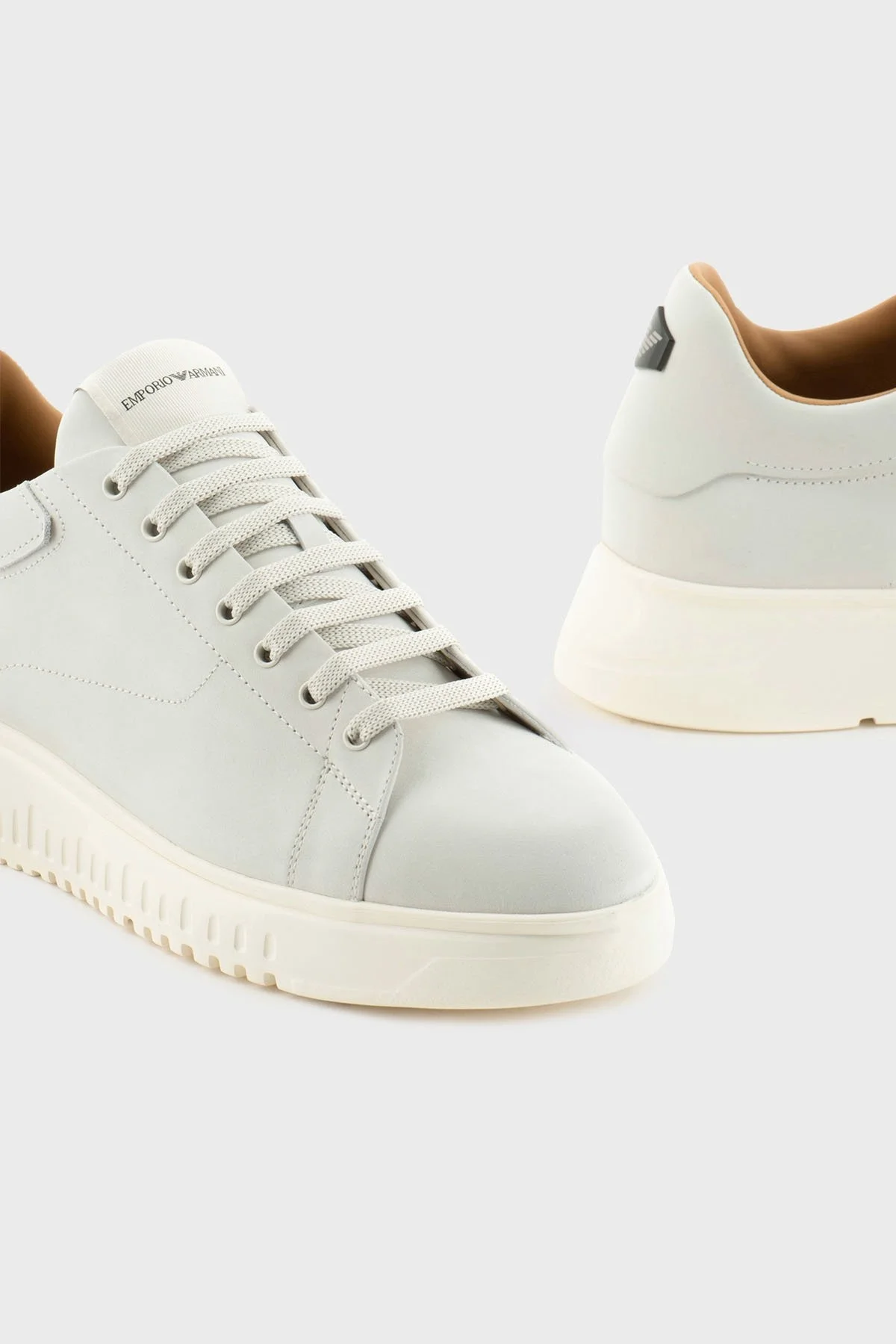 Emporio Armani Hakiki Deri Kalın Tırtıklı Taban Sneaker Erkek Ayakkabı X4X264 XF570 00894 EKRU - 10