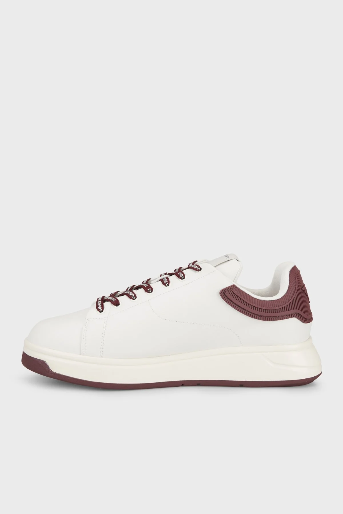 Emporio Armani Hakiki Deri Logolu Erkek Ayakkabı EM003663 AF18212 M0363 BEYAZ - 2