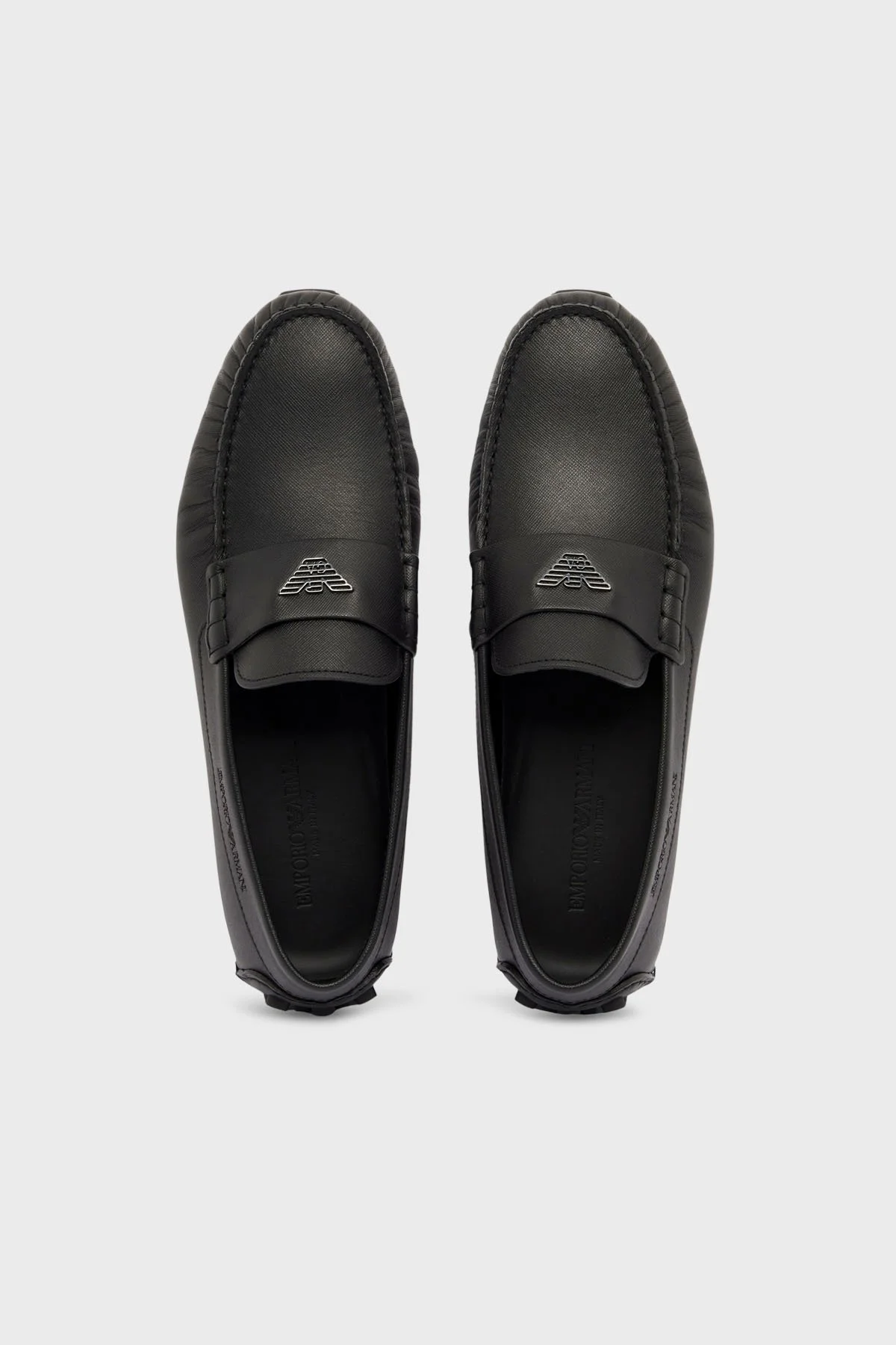 Emporio Armani Hakiki Deri Logolu Erkek Ayakkabı EM004324 AF21908 UC001 SİYAH - 3
