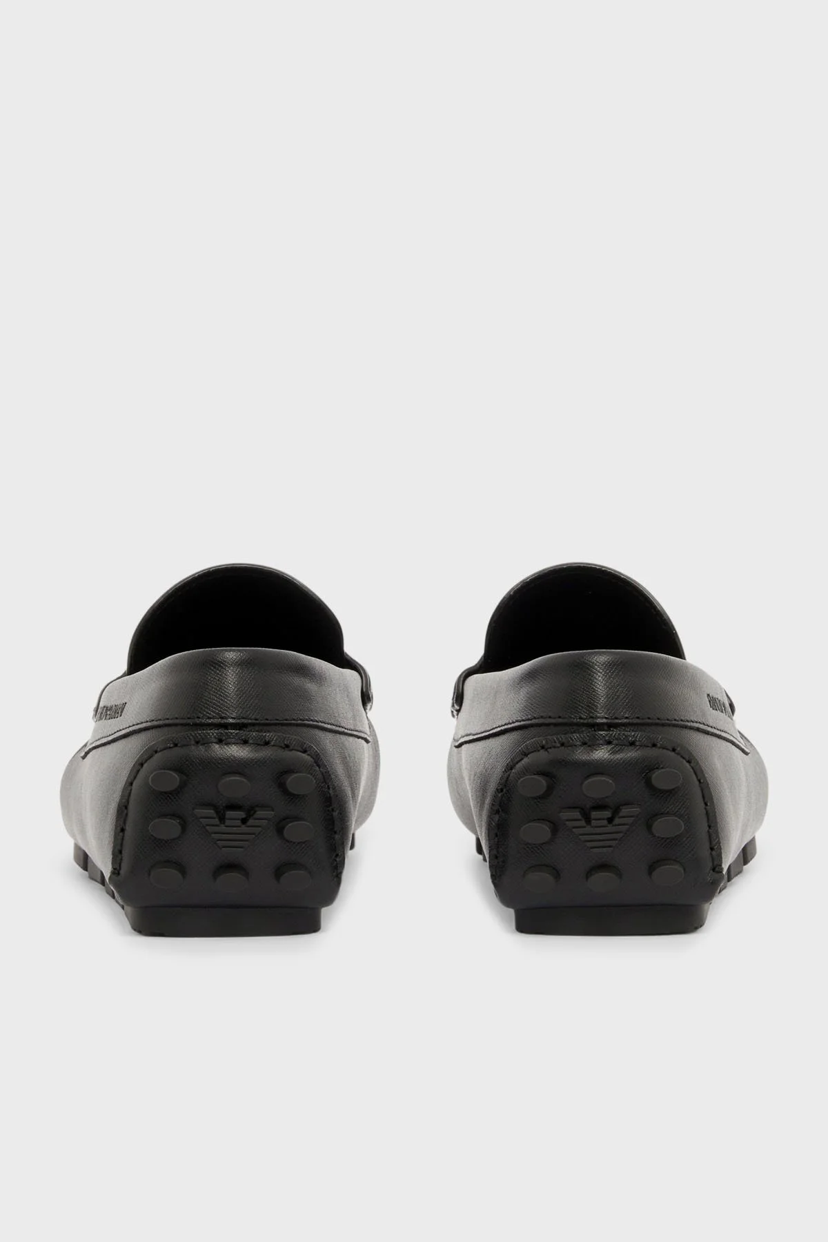 Emporio Armani Hakiki Deri Logolu Erkek Ayakkabı EM004324 AF21908 UC001 SİYAH - 4