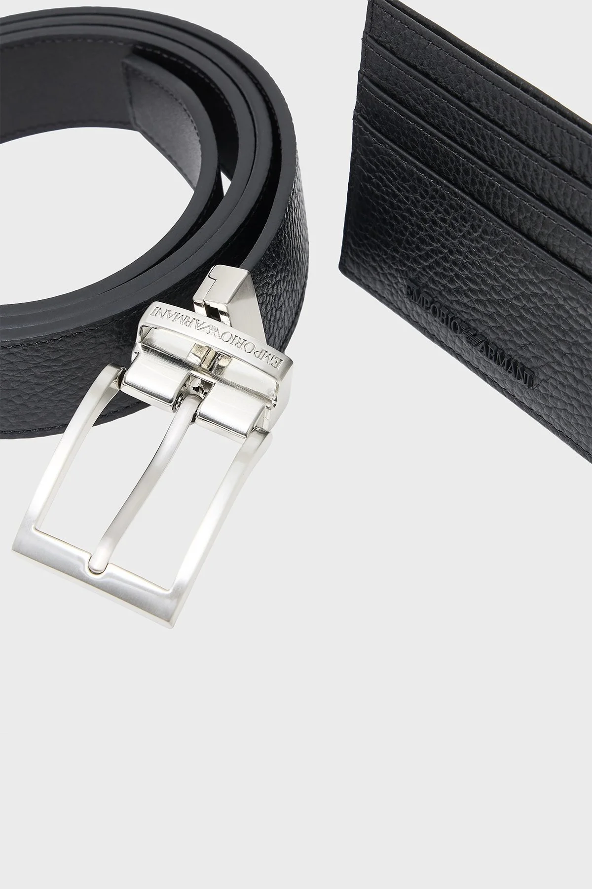 Emporio Armani Hakiki Deri Logolu Erkek Kartlık Kemer Set EM002772 AF13396 UC001 SİYAH - 2