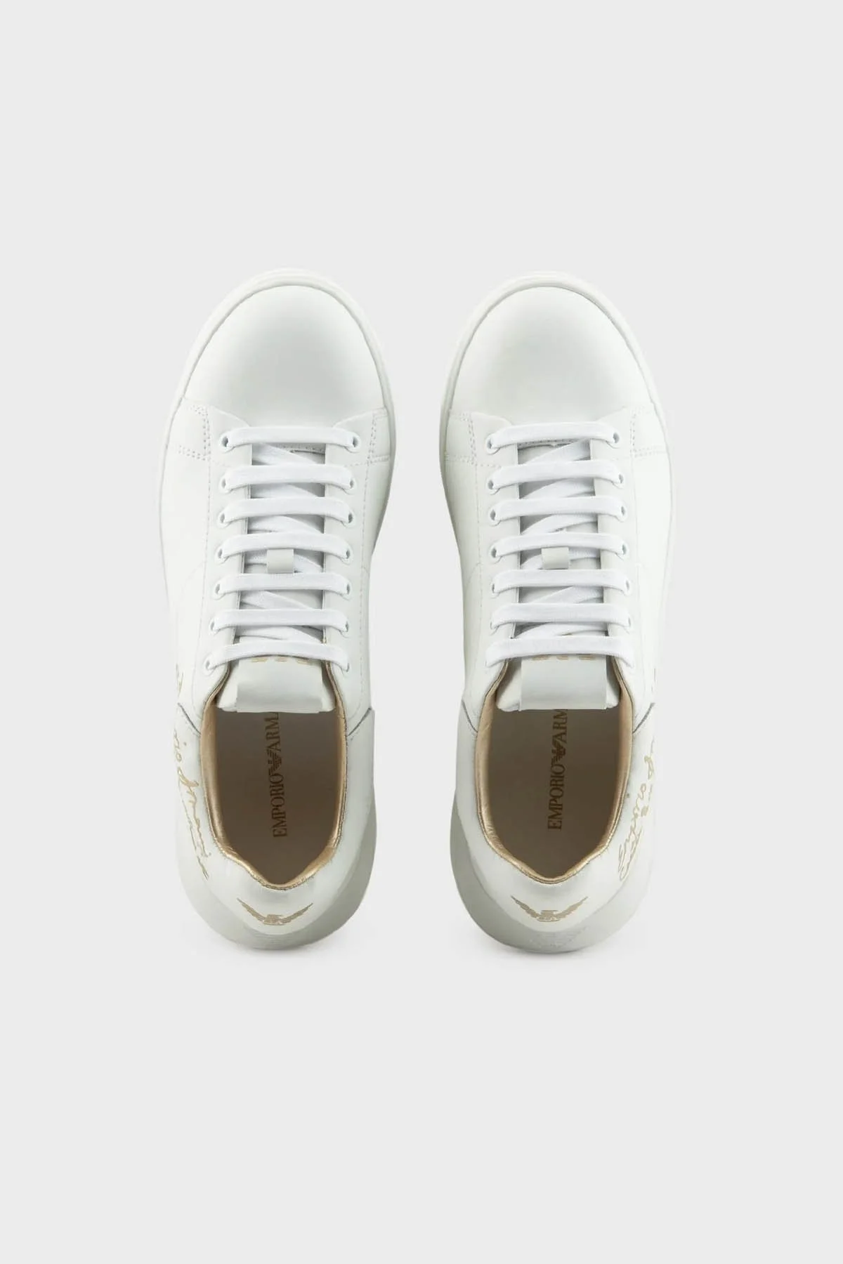 Emporio Armani Hakiki Deri Logolu Sneaker Bayan Ayakkabı X3X024 XN894 N195 BEYAZ - 3