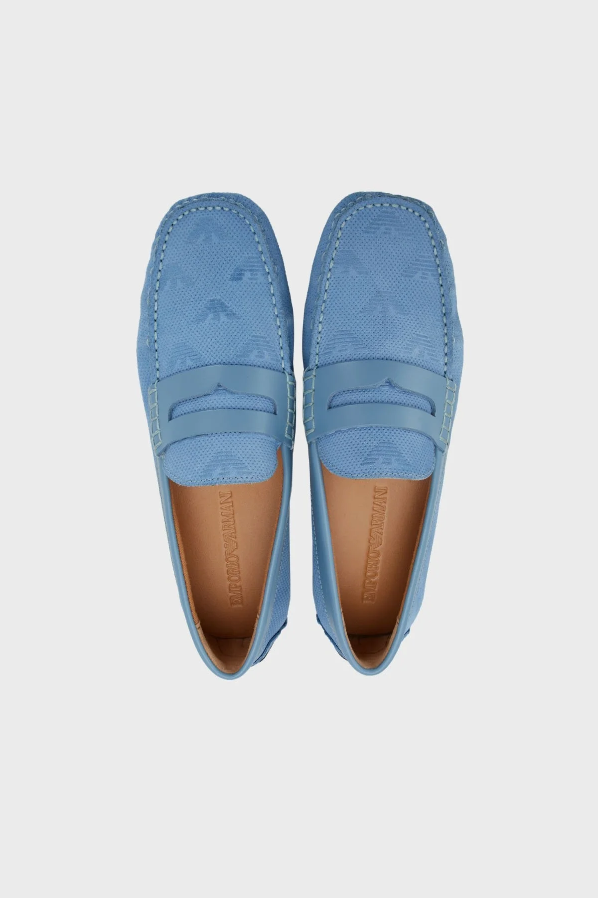 Emporio Armani Hakiki Deri Makosen Erkek Ayakkabı X4B146 XN784 A561 MAVİ - 5