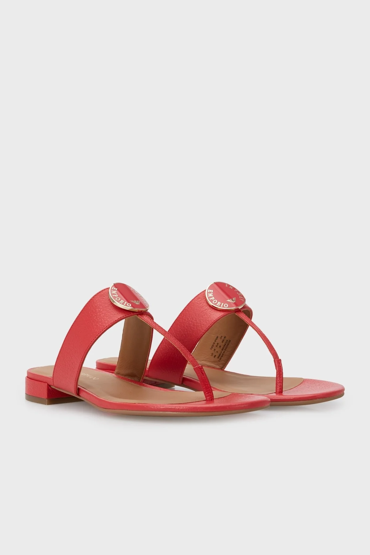 Emporio Armani Hakiki Deri Parmak Arası Bayan Terlik X3Q078 XF636 00055 KIRMIZI - 3