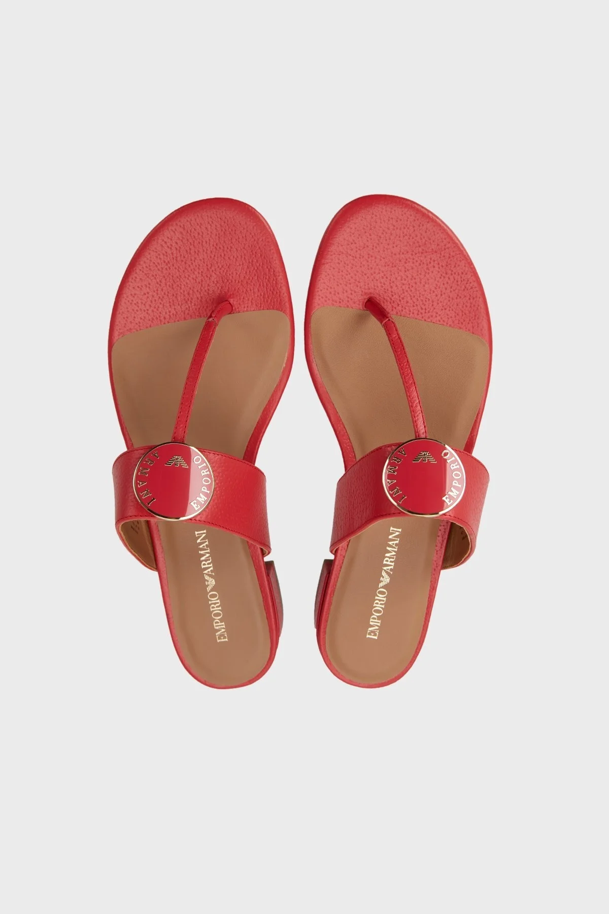 Emporio Armani Hakiki Deri Parmak Arası Bayan Terlik X3Q078 XF636 00055 KIRMIZI - 5