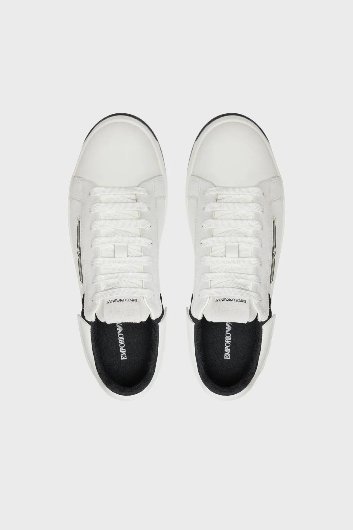 Emporio Armani Hakiki Deri Sneaker Bayan Ayakkabı X3X024 XR222 C679 BEYAZ-SİYAH - 10