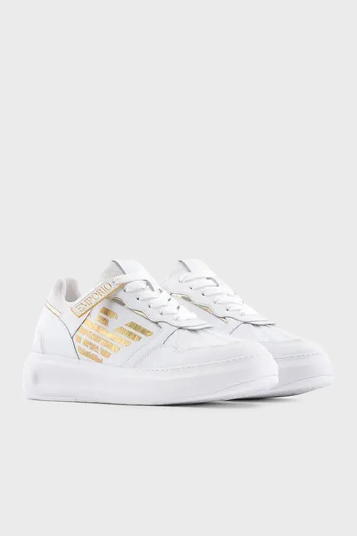 Emporio Armani Hakiki Deri Sneaker Bayan Ayakkabı X3X165 XN704 R579 BEYAZ - 6