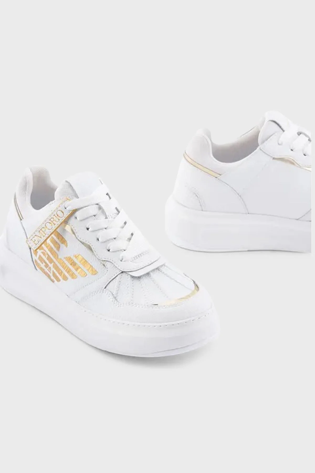 Emporio Armani Hakiki Deri Sneaker Bayan Ayakkabı X3X165 XN704 R579 BEYAZ - 7