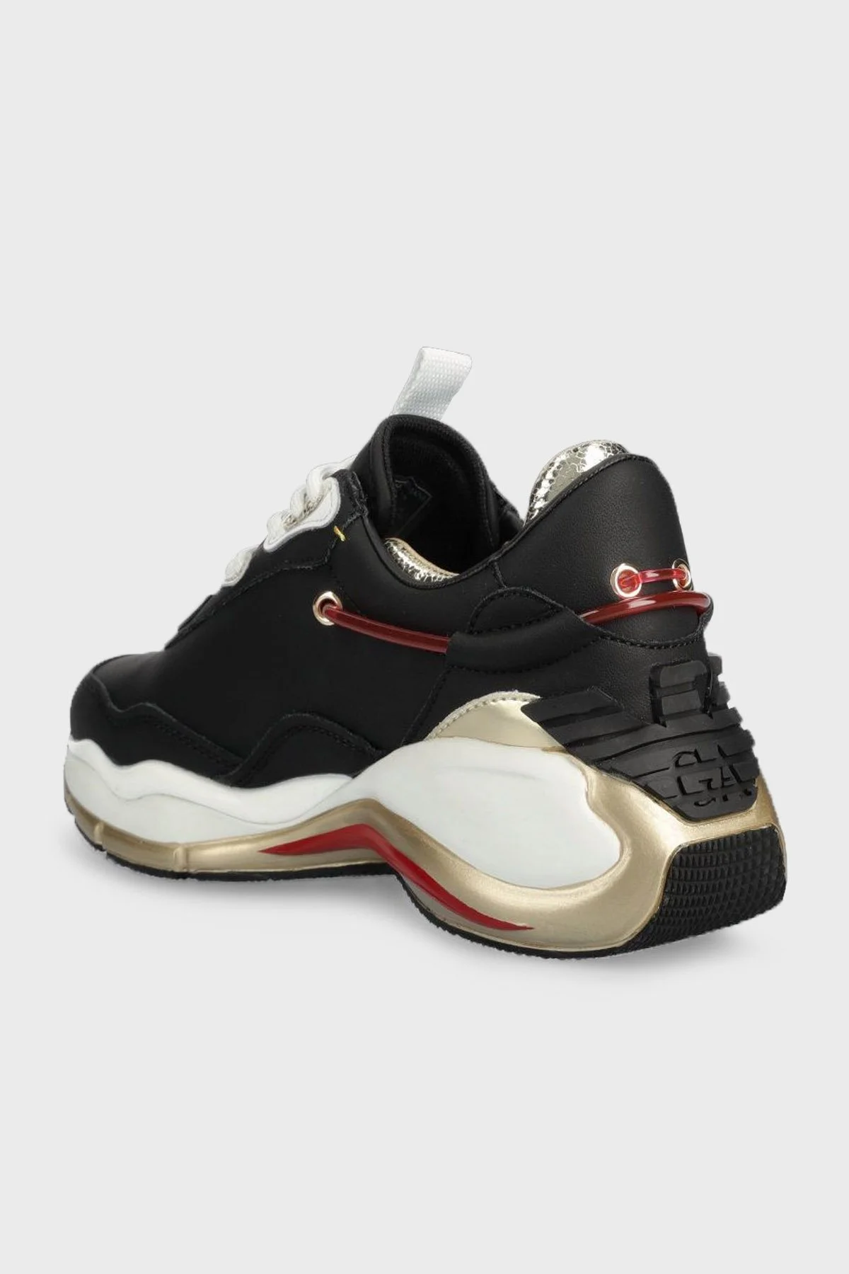 Emporio Armani Hakiki Deri Sneaker Bayan Ayakkabı X3X173 XN759 M700 SİYAH-GOLD - 4