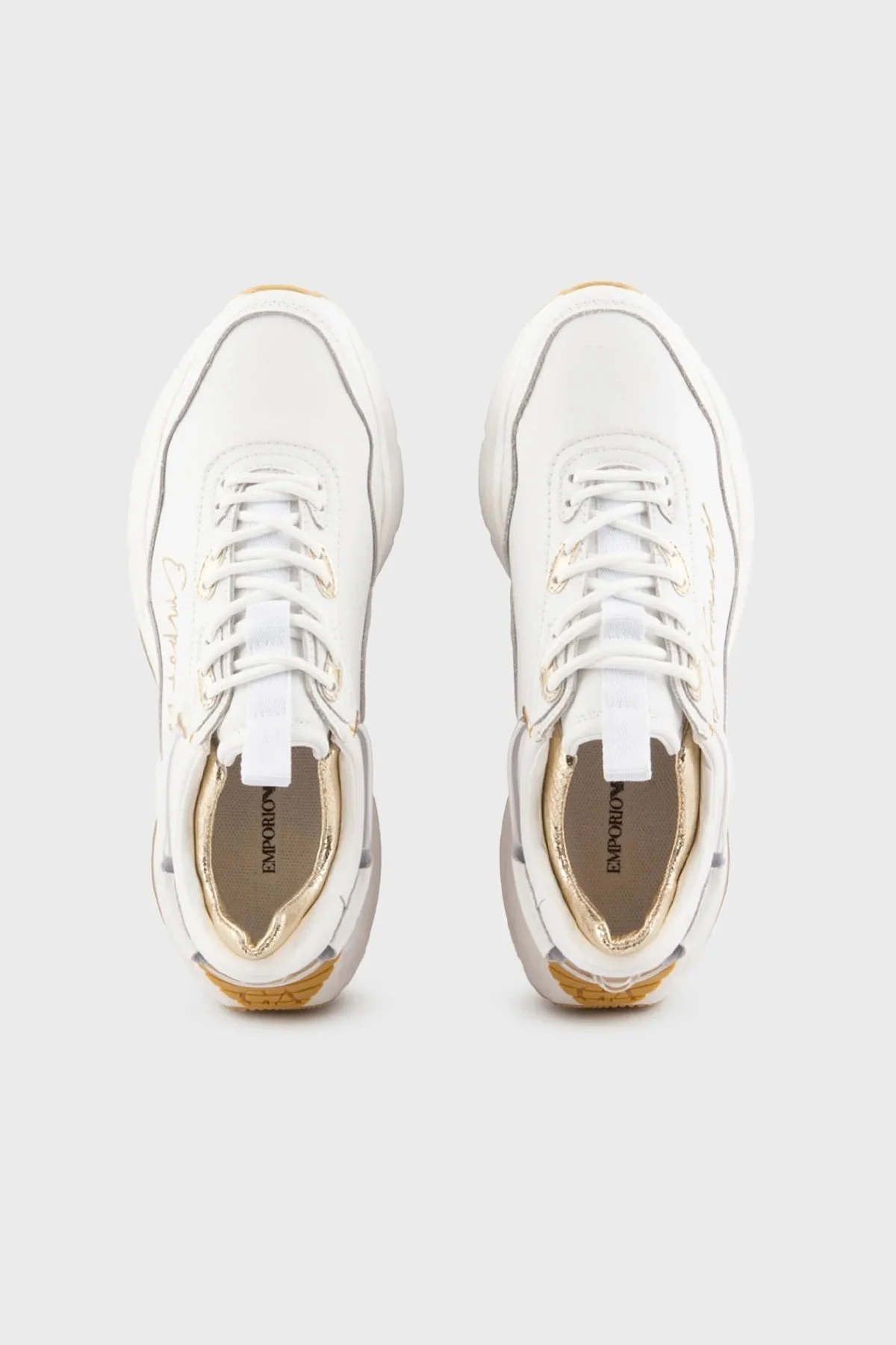 Emporio Armani Hakiki Deri Sneaker Bayan Ayakkabı X3X173 XN759 R579 BEYAZ - 5