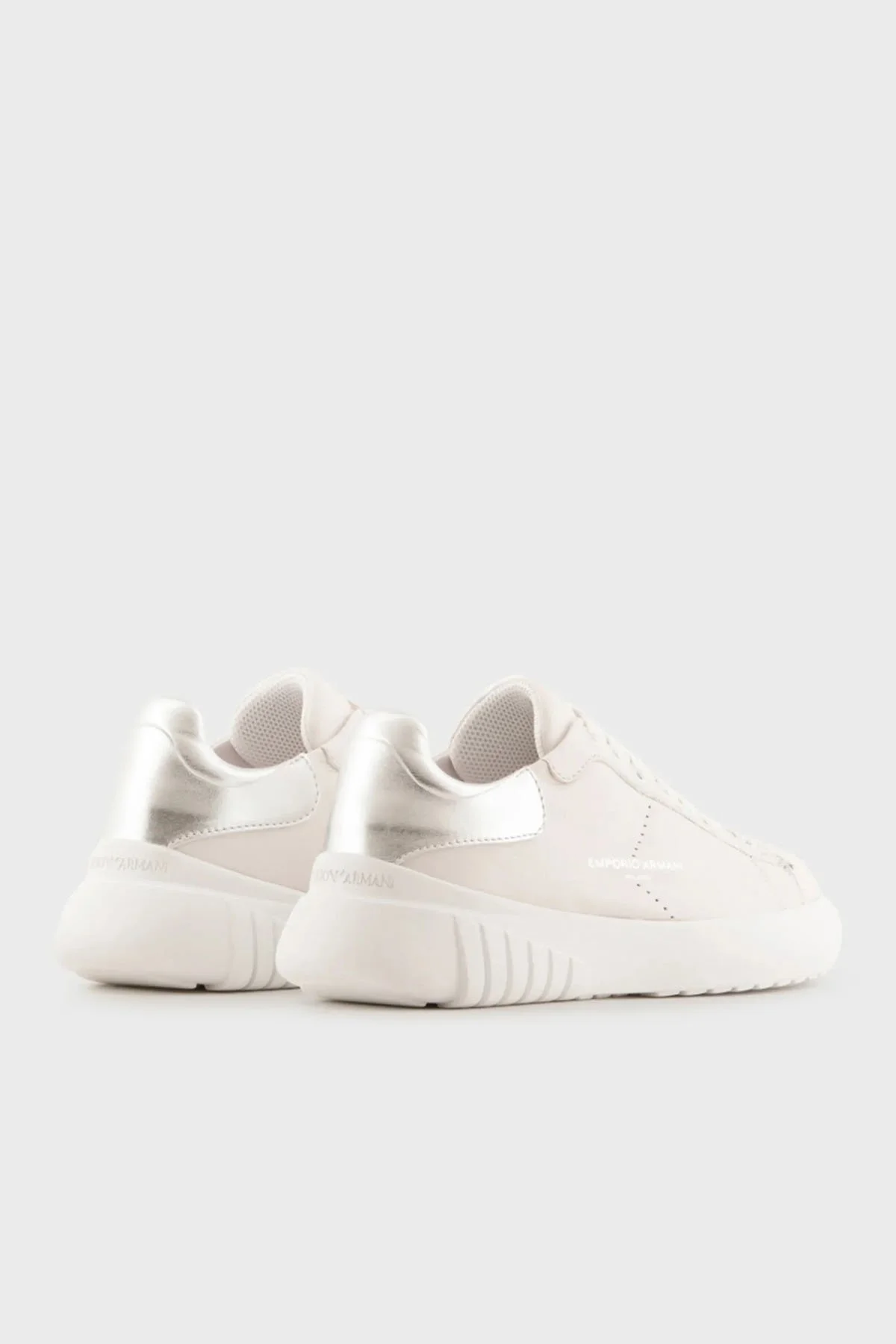 Emporio Armani Hakiki Deri Sneaker Bayan Ayakkabı X3X187 XN850 M696 BEYAZ-GÜMÜŞ - 10