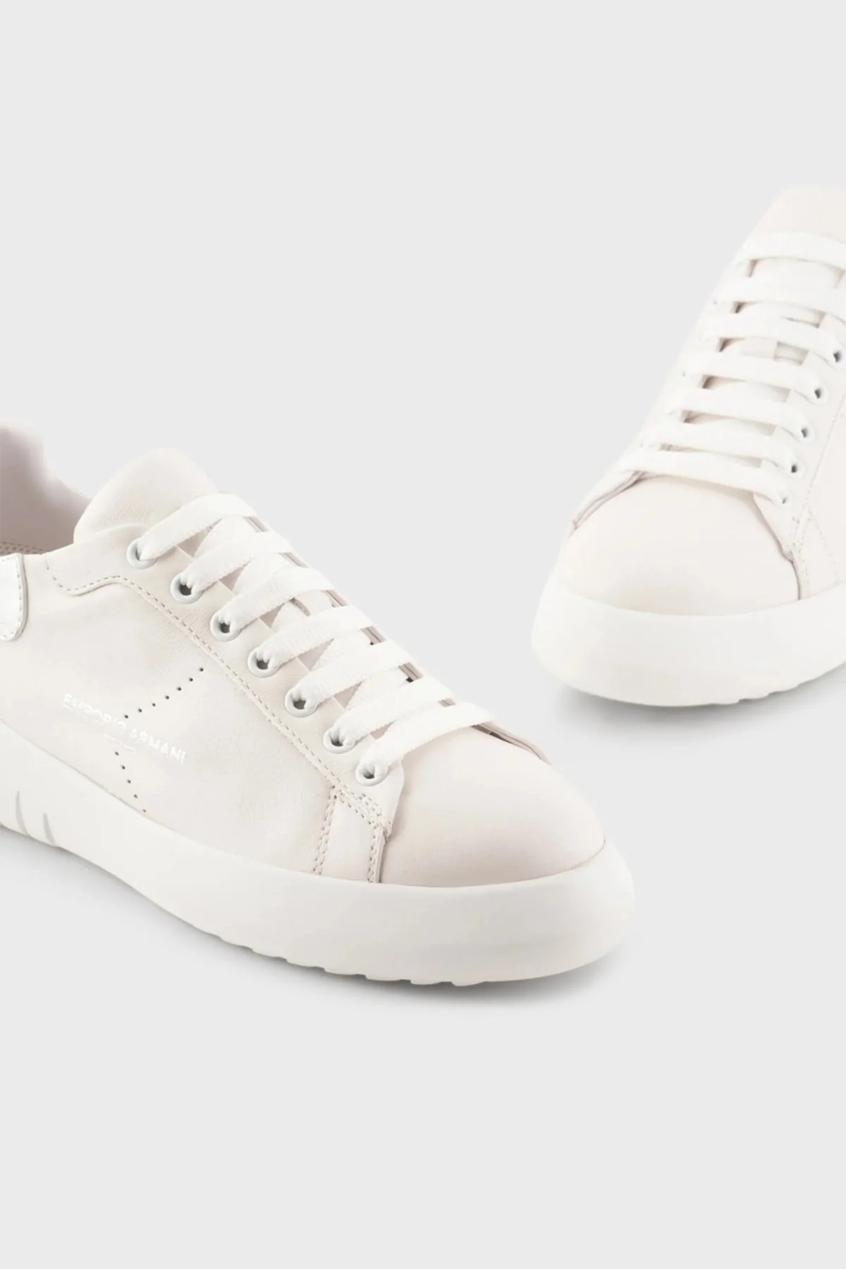 Emporio Armani Hakiki Deri Sneaker Bayan Ayakkabı X3X187 XN850 M696 BEYAZ-GÜMÜŞ - 11