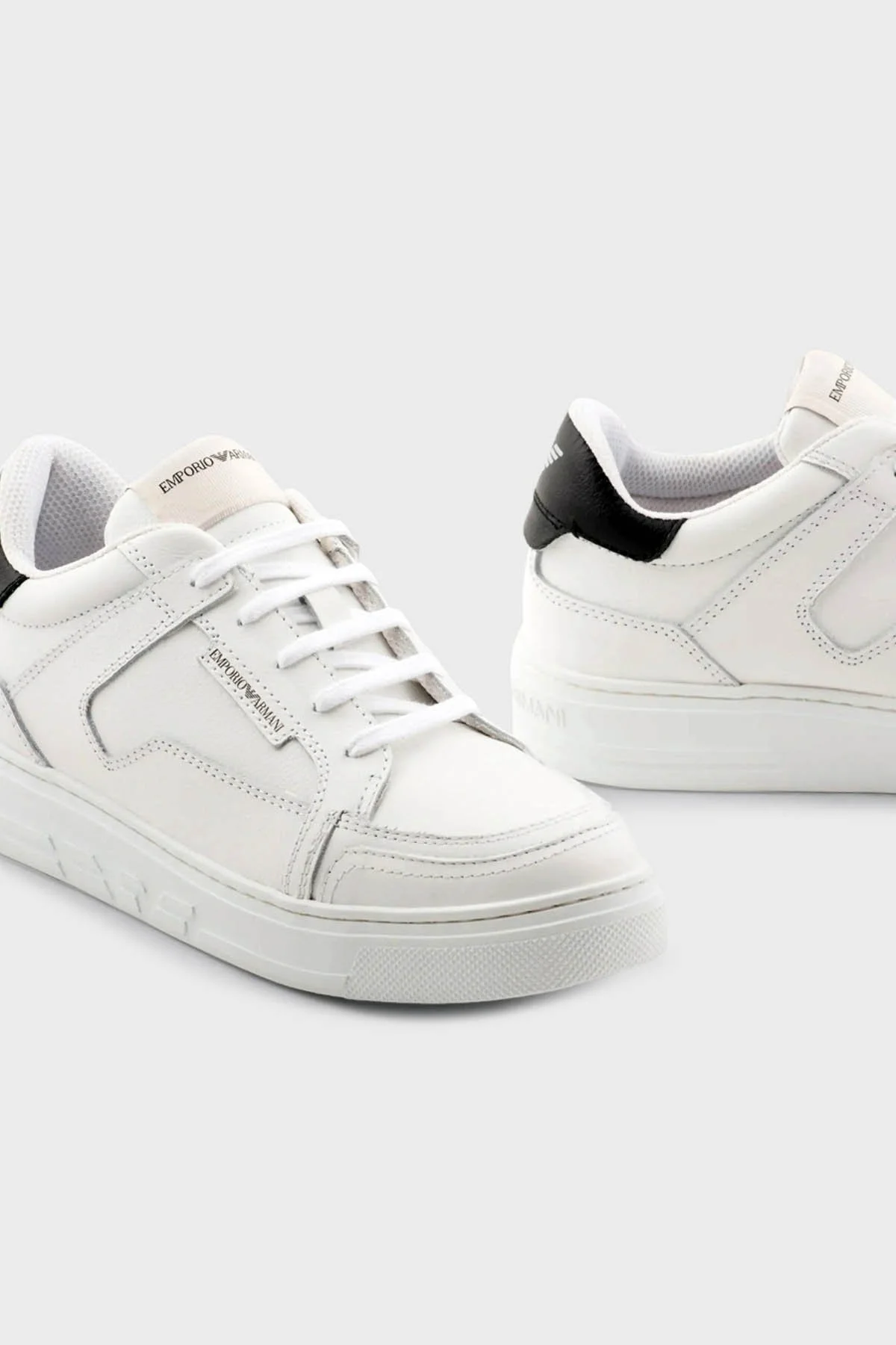 Emporio Armani Hakiki Deri Sneaker Bayan Ayakkabı X3X188 XF724 D611 BEYAZ - 5