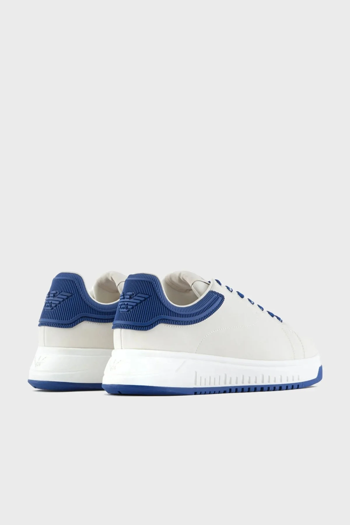 Emporio Armani Hakiki Deri Sneaker Erkek Ayakkabı X4X264 XN001 N644 BEYAZ-LACİVERT - 3