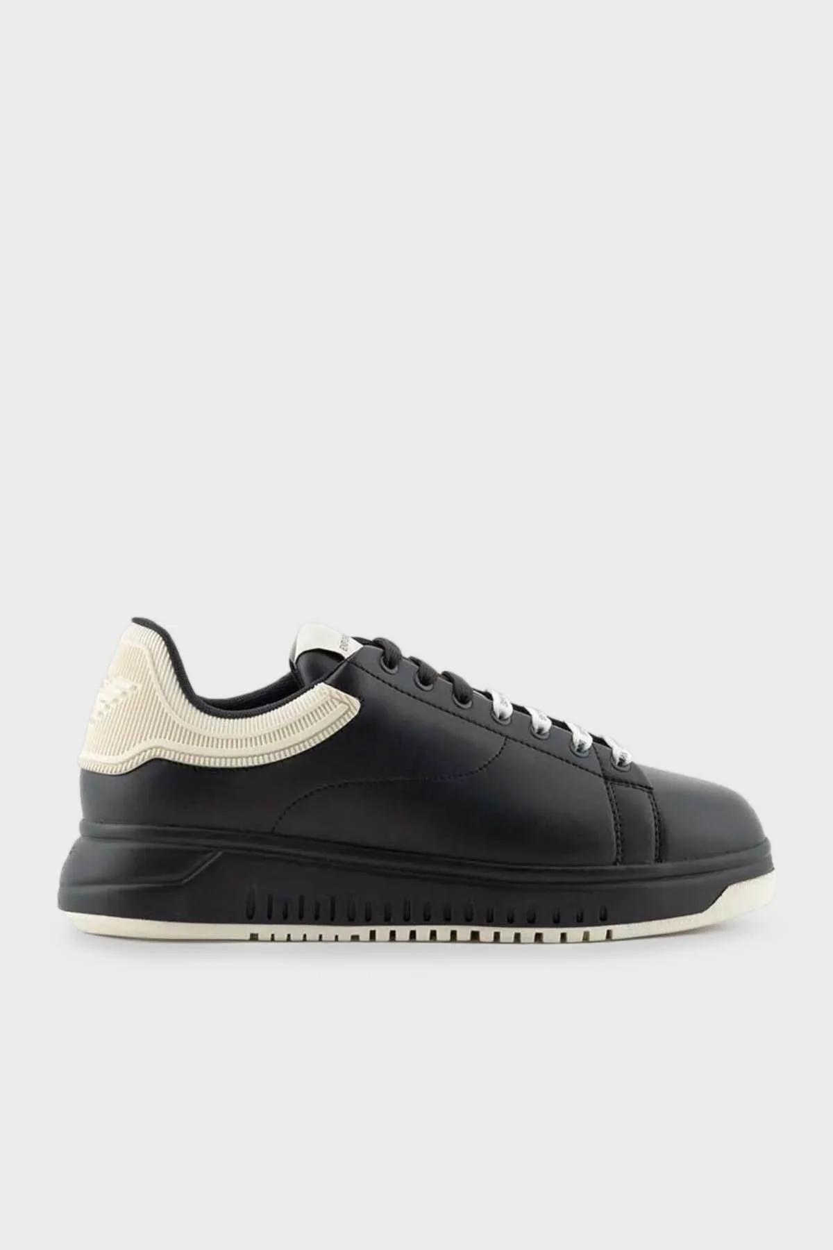 Emporio Armani Hakiki Deri Sneaker Erkek Ayakkabı X4X264 XN001 T436 SİYAH-BEJ - 1