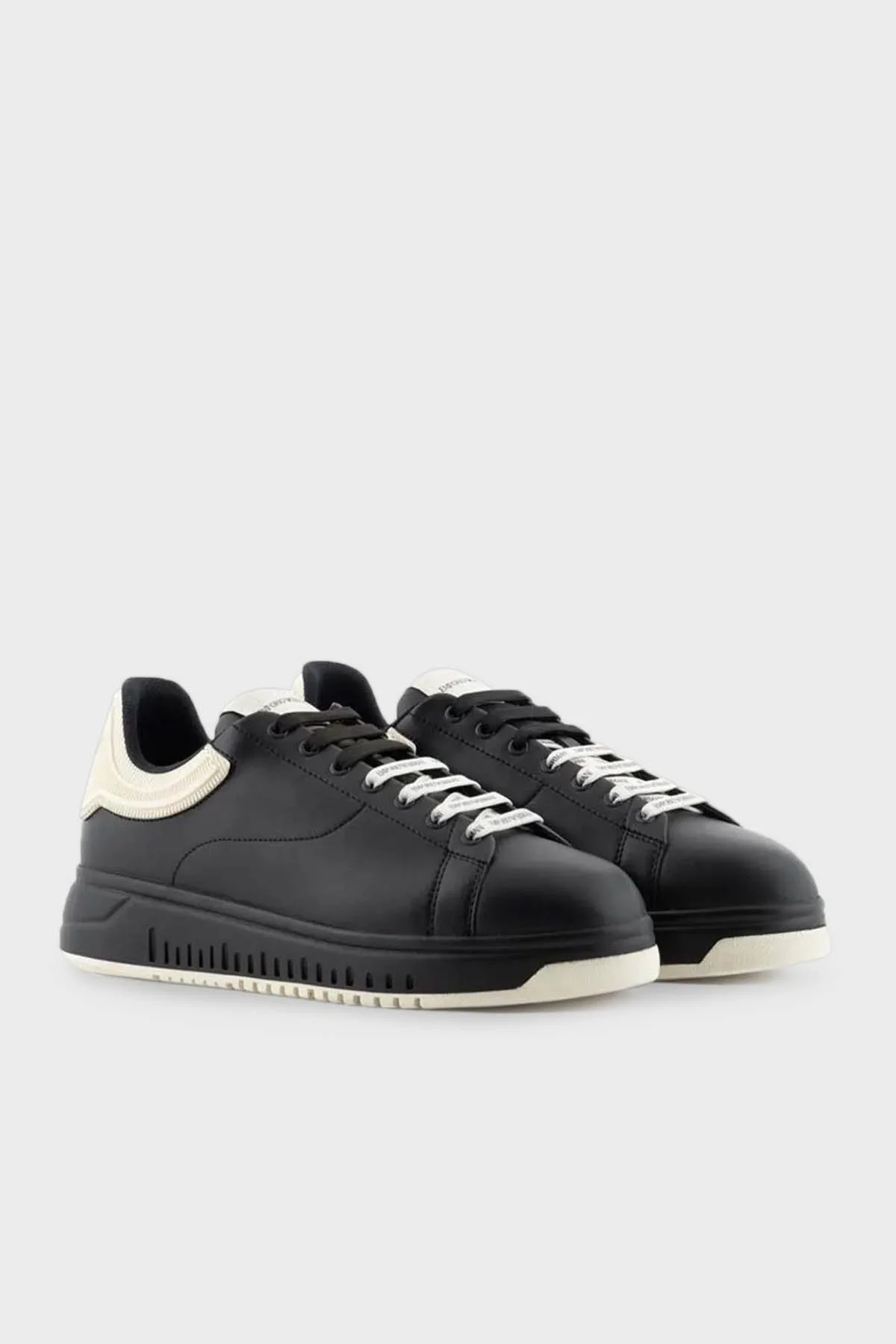 Emporio Armani Hakiki Deri Sneaker Erkek Ayakkabı X4X264 XN001 T436 SİYAH-BEJ - 2