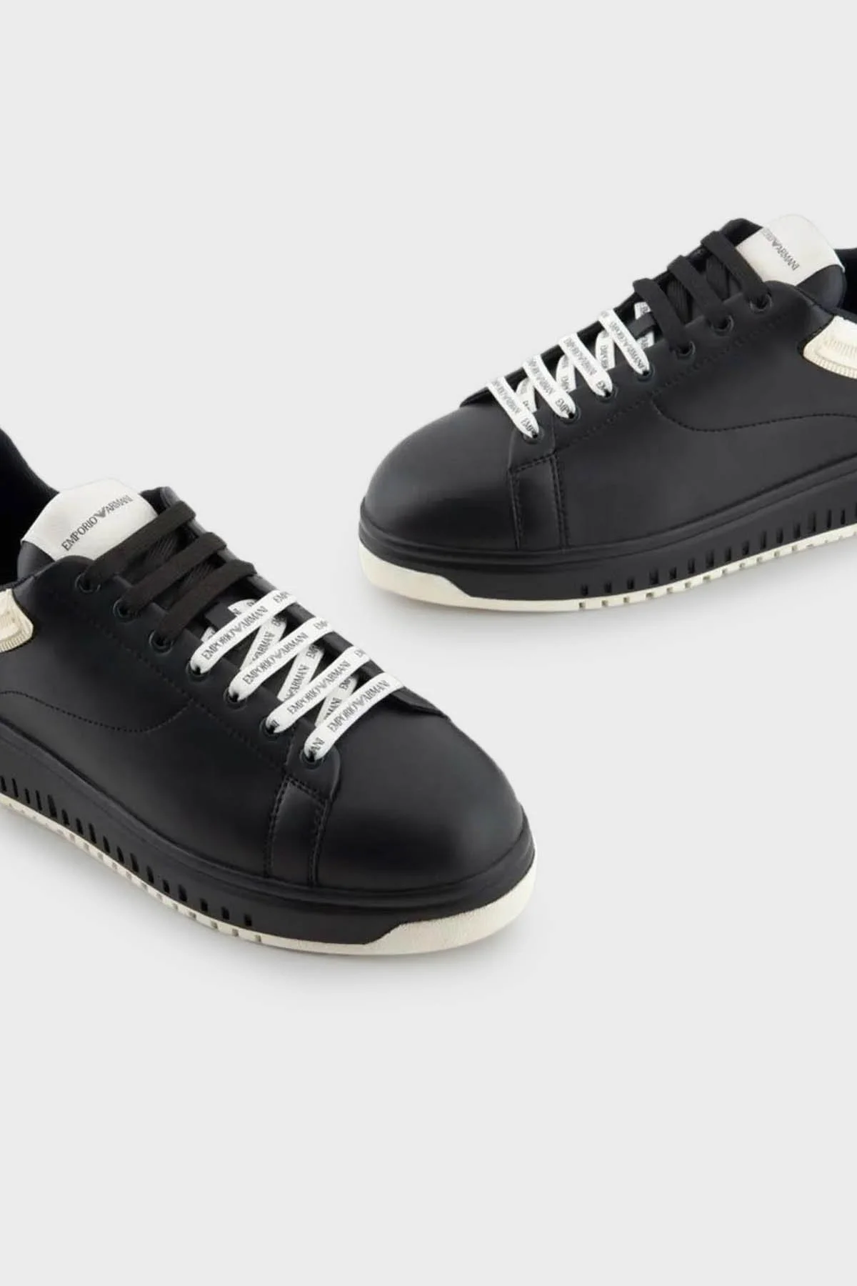 Emporio Armani Hakiki Deri Sneaker Erkek Ayakkabı X4X264 XN001 T436 SİYAH-BEJ - 4