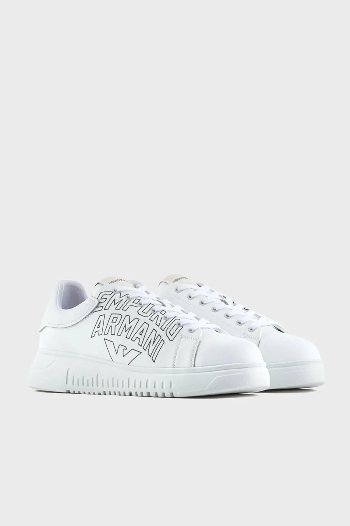 Emporio Armani Hakiki Deri Sneaker Erkek Ayakkabı X4X264 XN732 A222 BEYAZ - 2