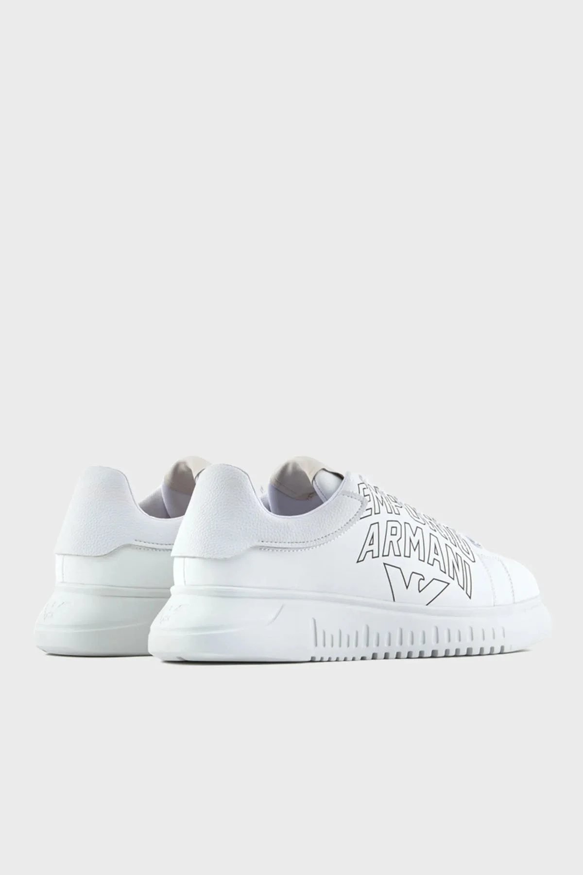 Emporio Armani Hakiki Deri Sneaker Erkek Ayakkabı X4X264 XN732 A222 BEYAZ - 4