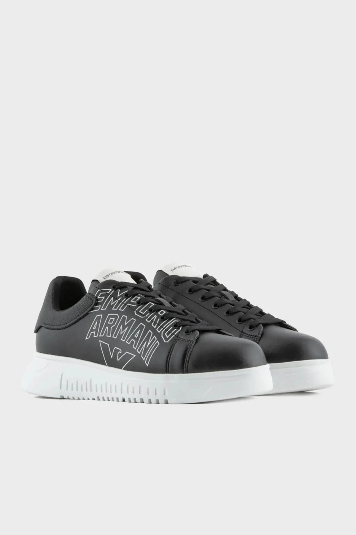Emporio Armani Hakiki Deri Sneaker Ayakkabı Erkek Gömlek X4X264 XN732 K001 SİYAH - 2