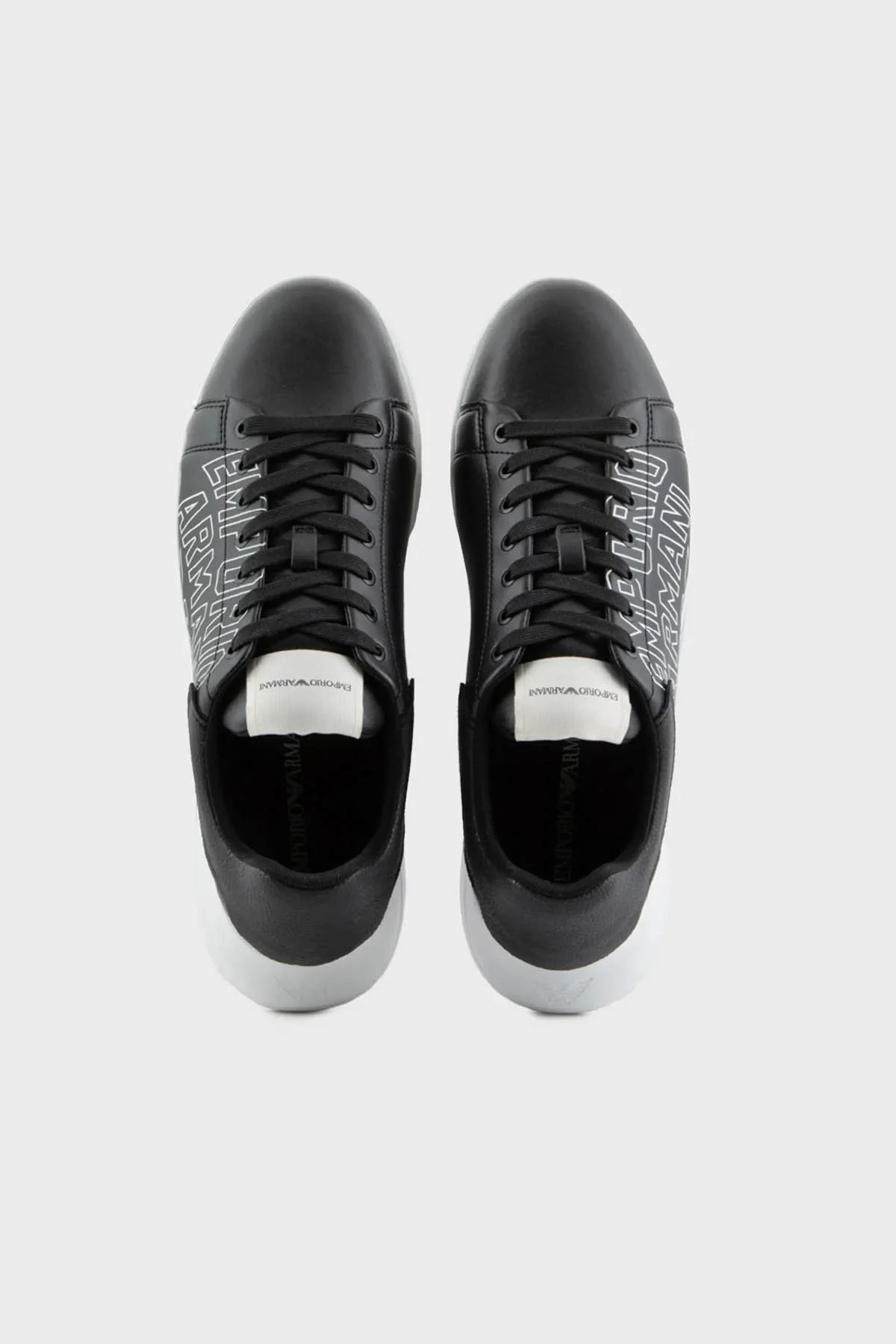 Emporio Armani Hakiki Deri Sneaker Ayakkabı Erkek Gömlek X4X264 XN732 K001 SİYAH - 3