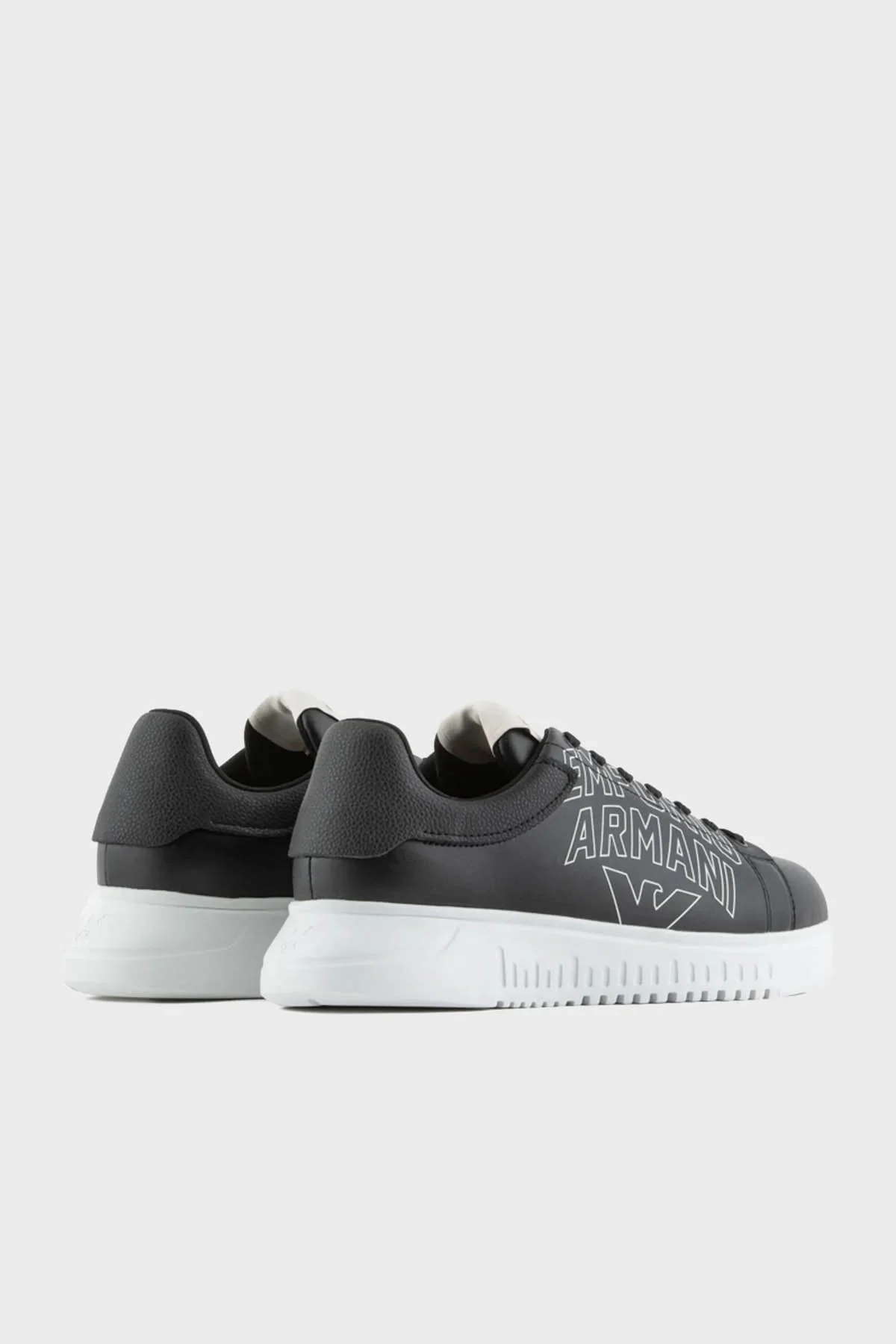Emporio Armani Hakiki Deri Sneaker Ayakkabı Erkek Gömlek X4X264 XN732 K001 SİYAH - 4