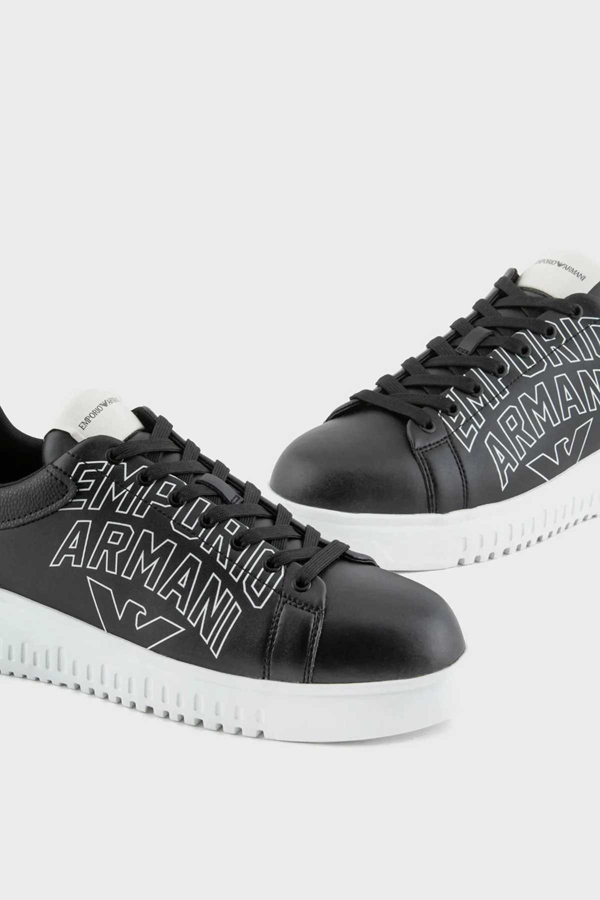 Emporio Armani Hakiki Deri Sneaker Ayakkabı Erkek Gömlek X4X264 XN732 K001 SİYAH - 5