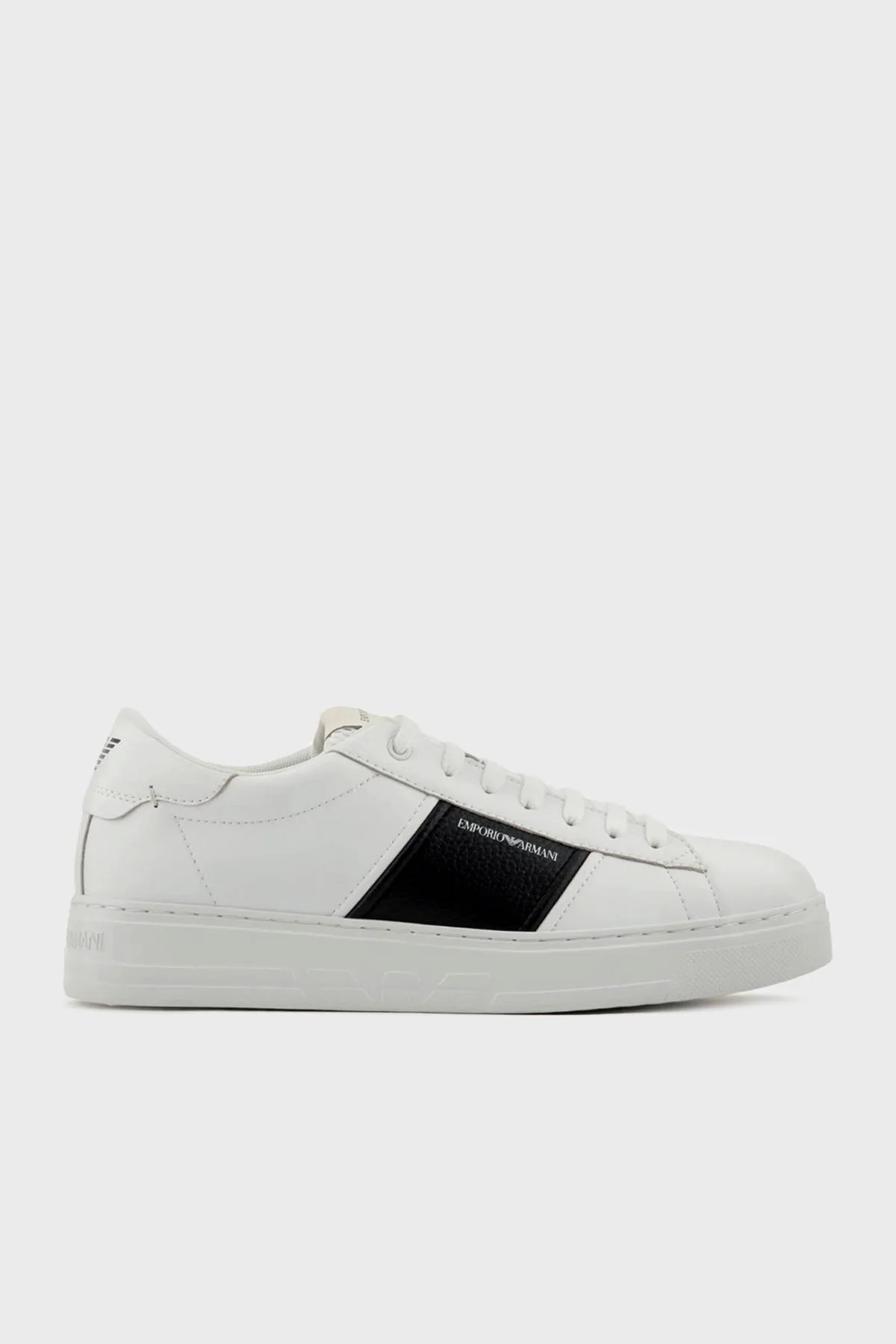 Emporio Armani Hakiki Deri Sneaker Erkek Ayakkabı X4X570 XN840 K488 BEYAZ - 1