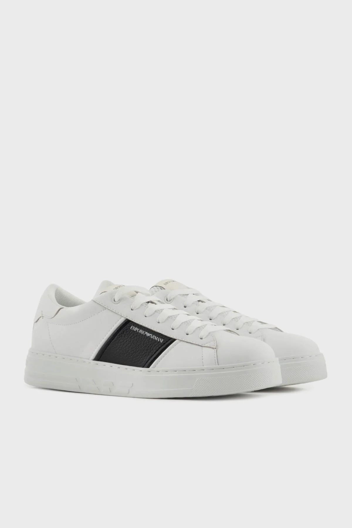 Emporio Armani Hakiki Deri Sneaker Erkek Ayakkabı X4X570 XN840 K488 BEYAZ - 2