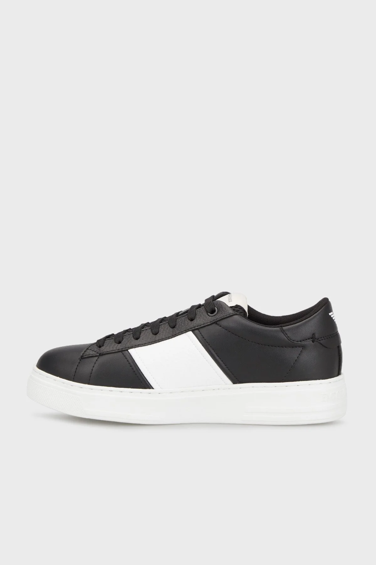 Emporio Armani Hakiki Deri Sneaker Erkek Ayakkabı X4X570 XN840 N642 SİYAH-BEYAZ - 2