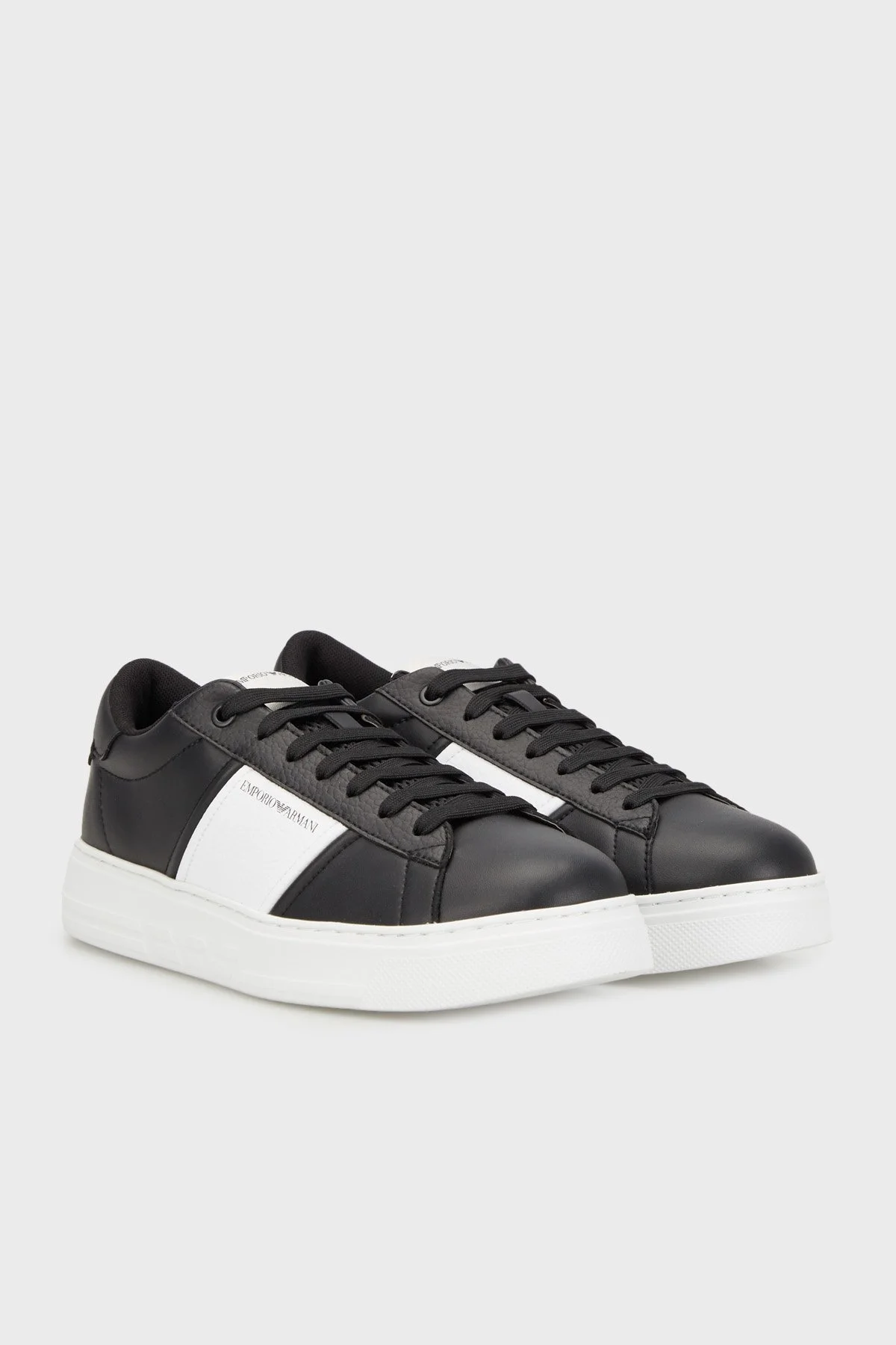 Emporio Armani Hakiki Deri Sneaker Erkek Ayakkabı X4X570 XN840 N642 SİYAH-BEYAZ - 3