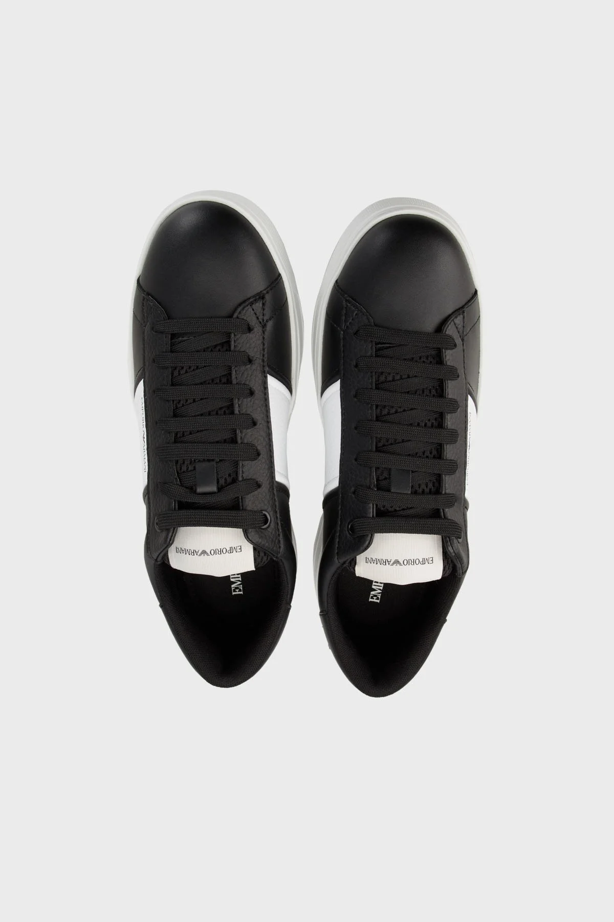Emporio Armani Hakiki Deri Sneaker Erkek Ayakkabı X4X570 XN840 N642 SİYAH-BEYAZ - 5
