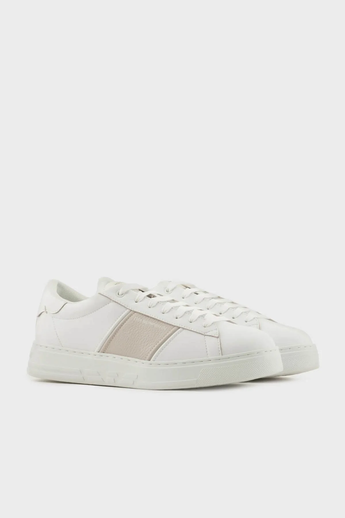 Emporio Armani Hakiki Deri Sneaker Erkek Ayakkabı X4X570 XN840 T850 BEYAZ - 2