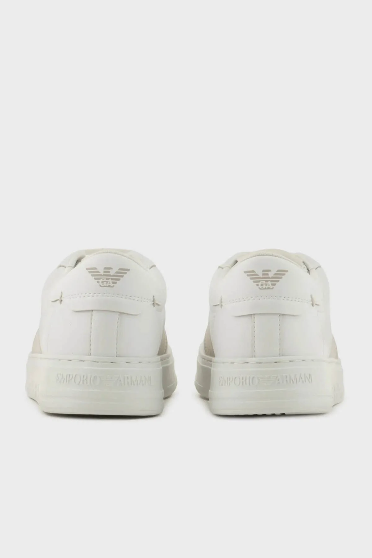 Emporio Armani Hakiki Deri Sneaker Erkek Ayakkabı X4X570 XN840 T850 BEYAZ - 4