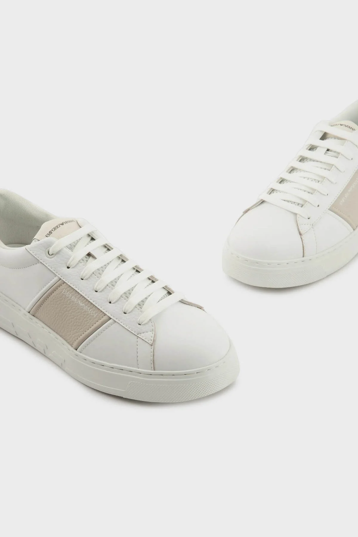 Emporio Armani Hakiki Deri Sneaker Erkek Ayakkabı X4X570 XN840 T850 BEYAZ - 5