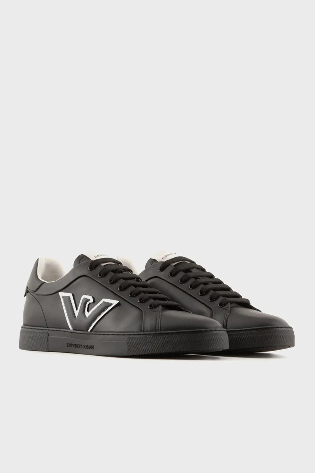Emporio Armani Hakiki Deri Sneaker Erkek Ayakkabı X4X598 XN633 K001 SİYAH - 2