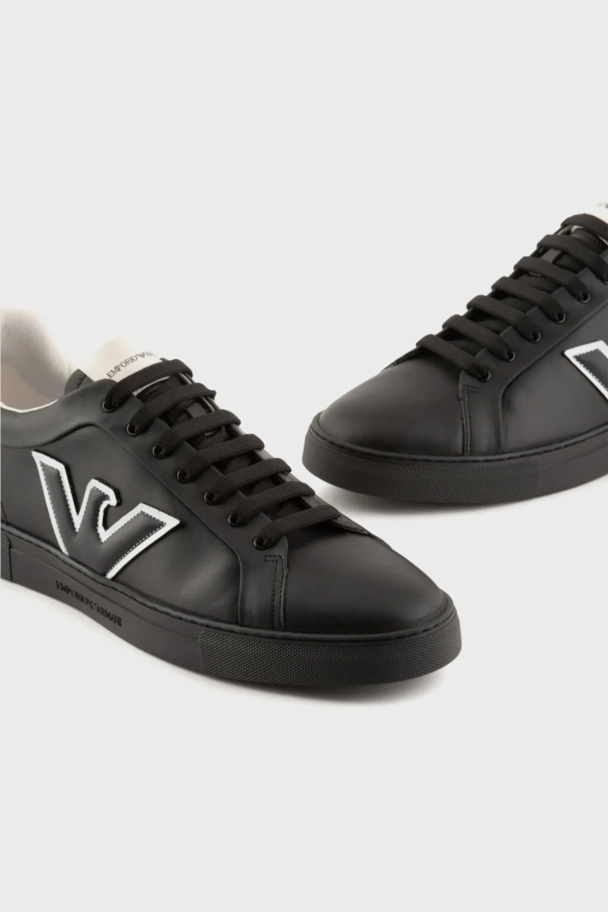 Emporio Armani Hakiki Deri Sneaker Erkek Ayakkabı X4X598 XN633 K001 SİYAH - 5