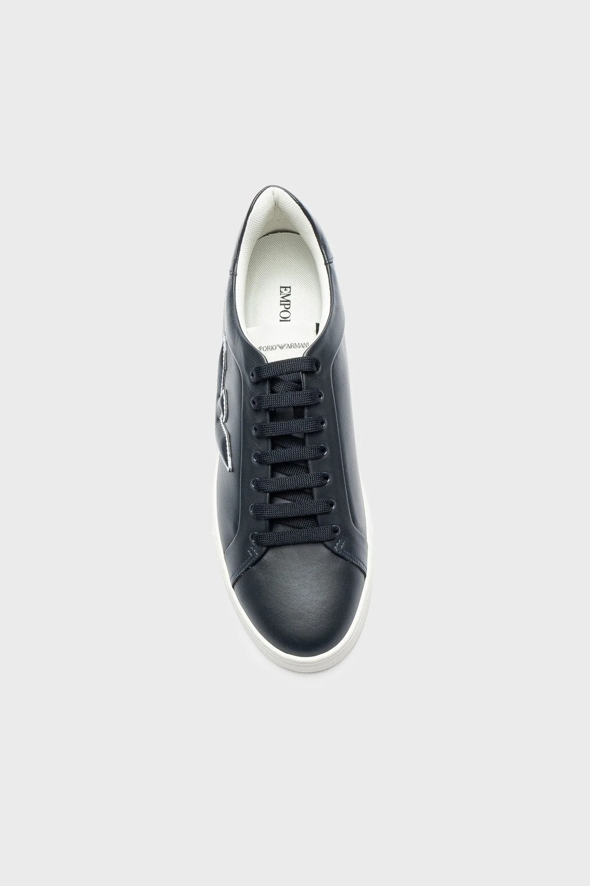 Emporio Armani Hakiki Deri Sneaker Erkek Ayakkabı X4X598 XN633 K568 LACİVERT-BEYAZ - 4