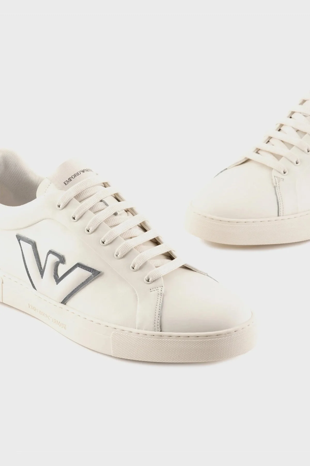 Emporio Armani Hakiki Deri Sneaker Erkek Ayakkabı X4X598 XN633 N481 BEYAZ - 5