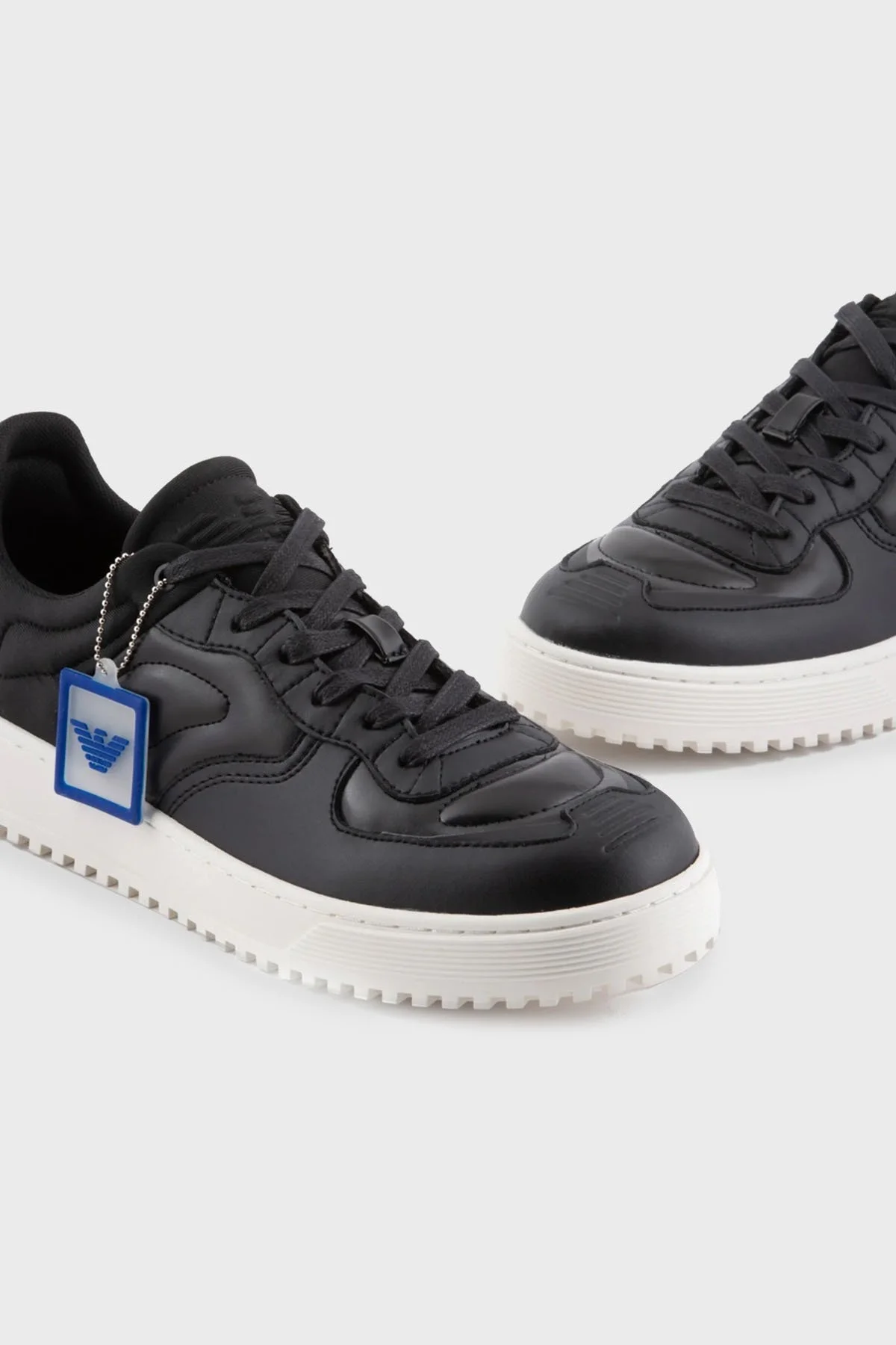 Emporio Armani Hakiki Deri Sneaker Erkek Ayakkabı X4X609 XN734 A083 SİYAH - 5