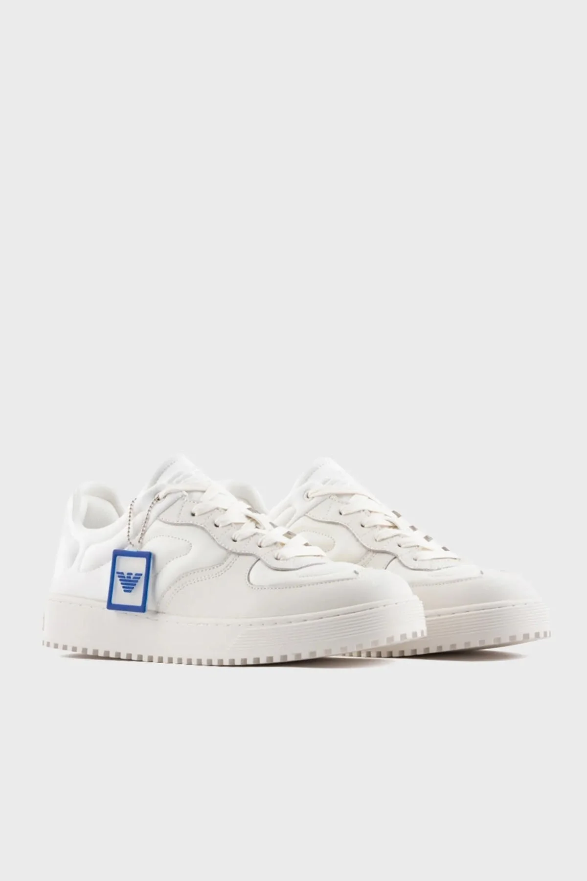 Emporio Armani Hakiki Deri Sneaker Erkek Ayakkabı X4X609 XN734 S437 BEYAZ - 2
