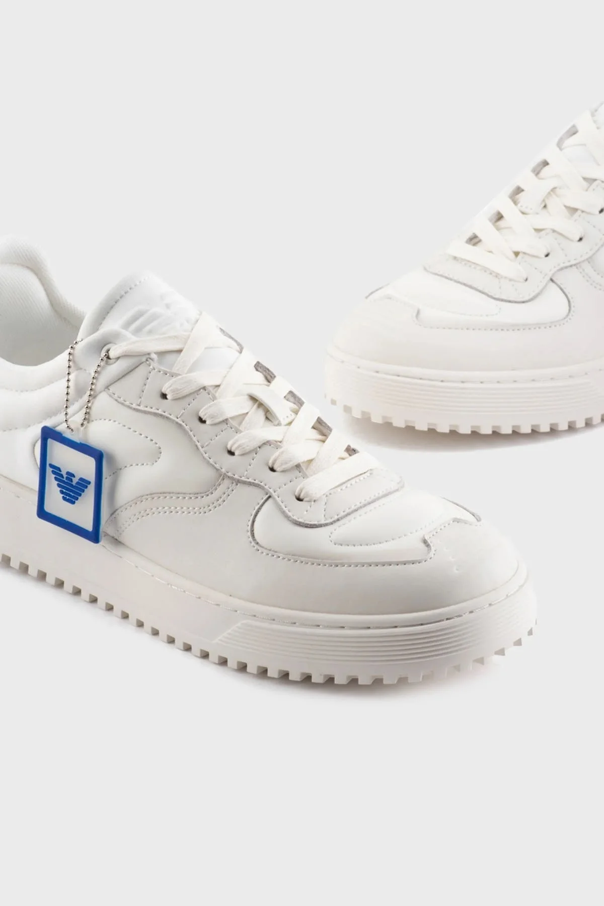 Emporio Armani Hakiki Deri Sneaker Erkek Ayakkabı X4X609 XN734 S437 BEYAZ - 5