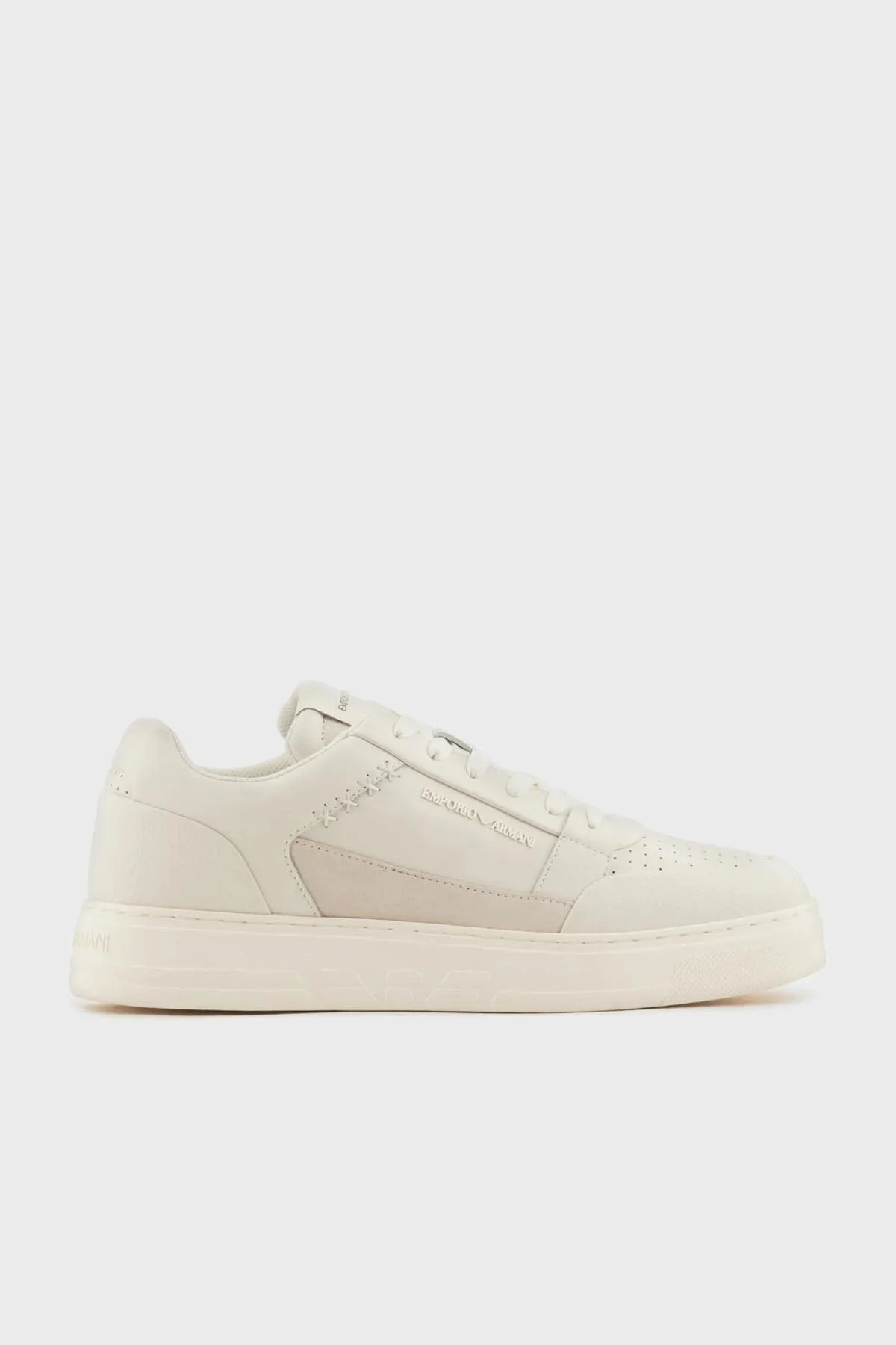Emporio Armani Hakiki Deri Sneaker Erkek Ayakkabı X4X657 XR101 T847 BEYAZ - 1