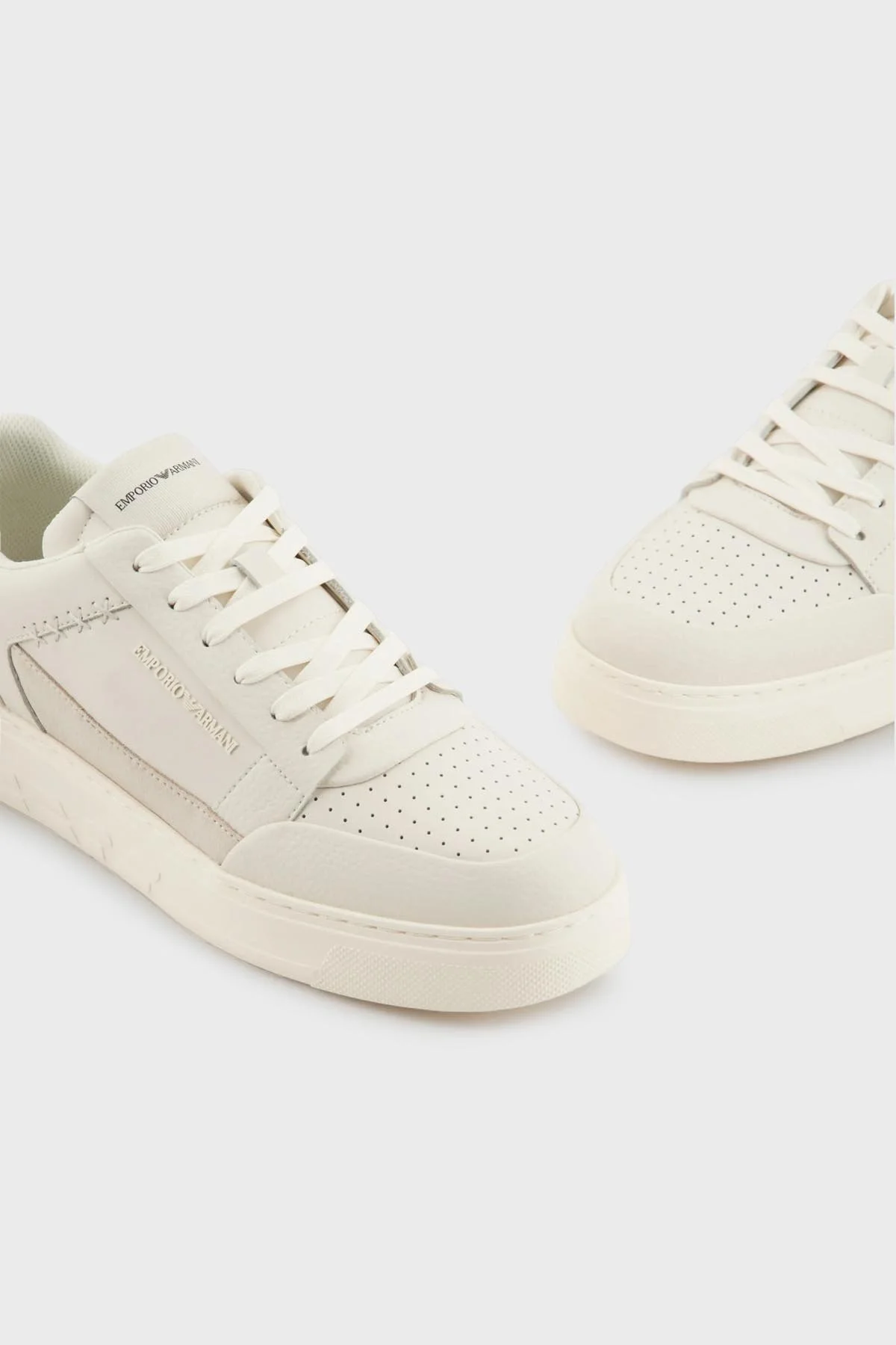 Emporio Armani Hakiki Deri Sneaker Erkek Ayakkabı X4X657 XR101 T847 BEYAZ - 5