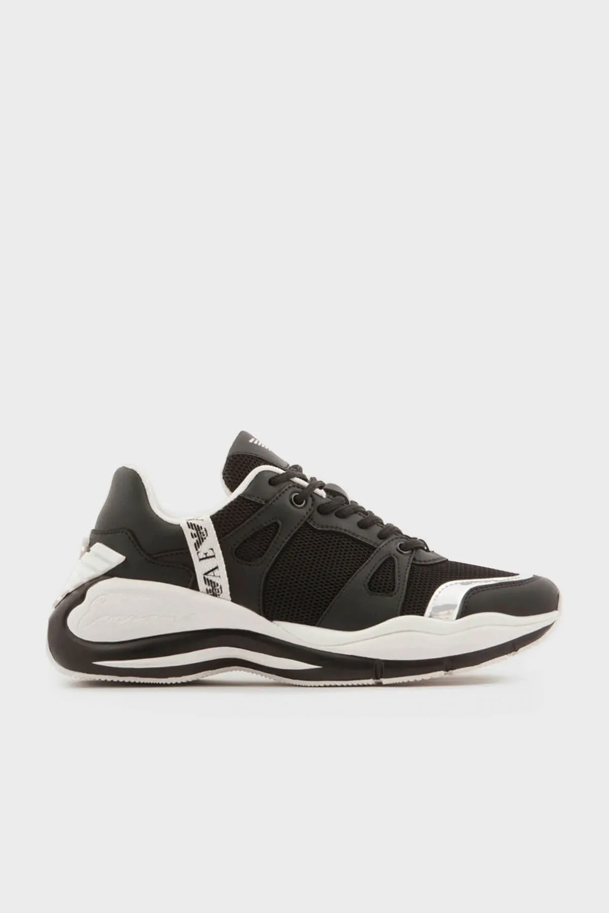 Emporio Armani Hakiki Deri Spor Bayan Ayakkabı X3X184 XN829 Q739 SİYAH-BEYAZ - 1