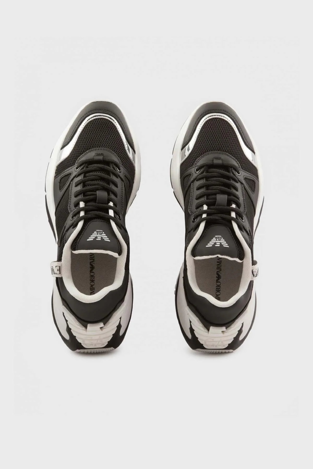 Emporio Armani Hakiki Deri Spor Bayan Ayakkabı X3X184 XN829 Q739 SİYAH-BEYAZ - 6